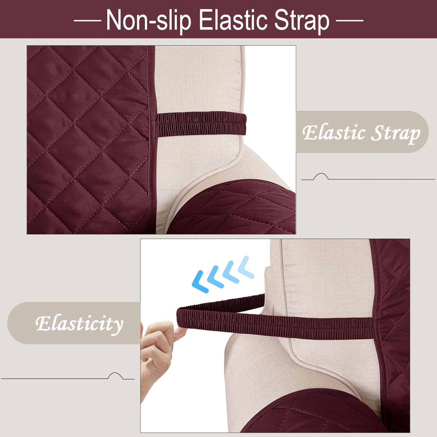 Reversible 4 Seater Sofa Cover 91 Inch Large Couch Cover Furniture Protector(Sofa XX-Large,Burgundy/Camel)