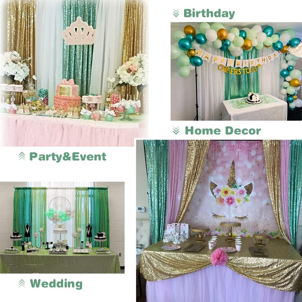 Eternal Beauty Mint Greem Sequin Backdrop, 7x7 Ft Glitter Background Curtains for Shimmer Photography Party Wedding Birthday Back Drop Decor
