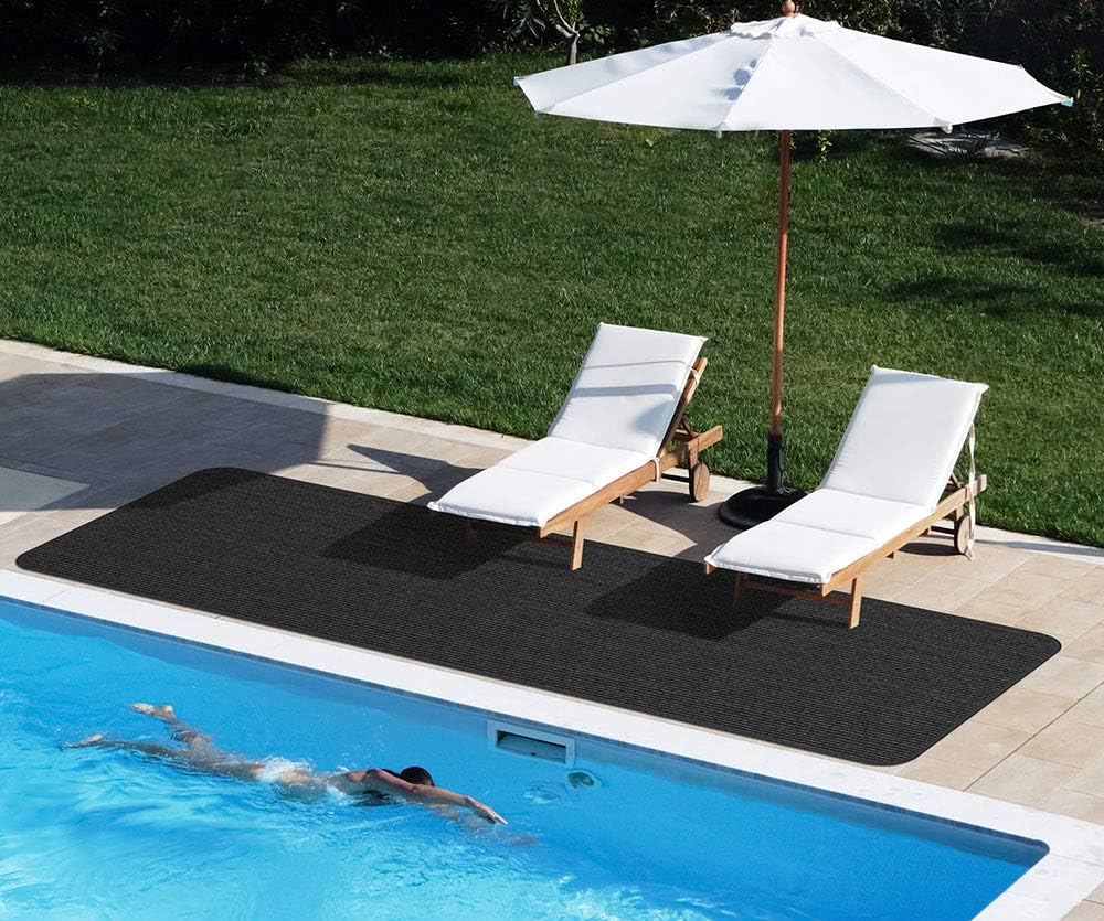 House, Home and More Indoor Outdoor Double-Ribbed Carpet Runner with Skid-Resistant Rubber Backing - Smokey Black - 4 Feet x 30 Feet