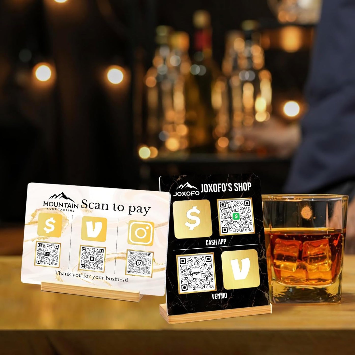 Personalized Custom Metal QR Code Sign Venmo Cashapp Scan to Pay with Stand Instagram Facebook Social Media QR Signs Bar Code QR Plaque Print for Business Salon Beauty Store Restaurant Wifi Sign (H3)