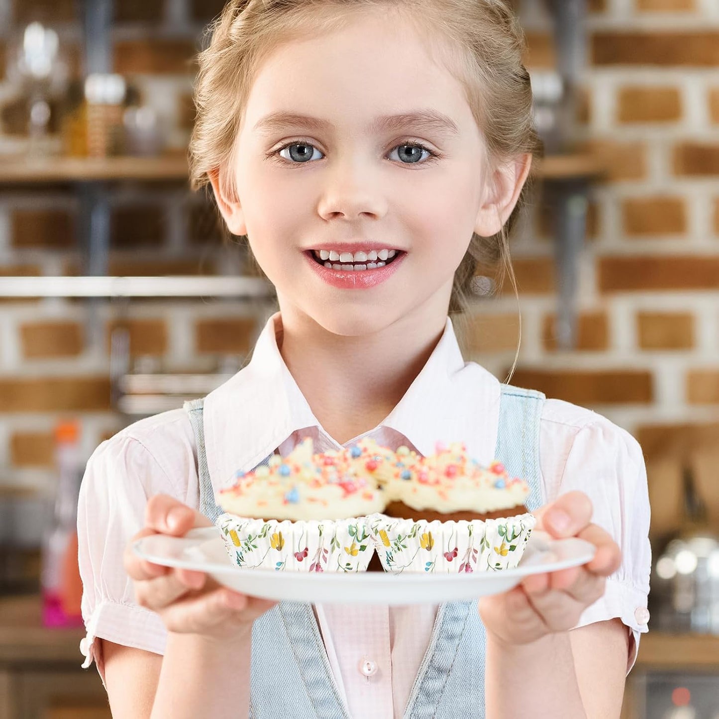 Whaline 300Pcs Floral Cupcake Liners Colorful Flower Paper Baking Cups Wildflower Muffin Liner Cupcake Wrappers for Baby Shower Bridal Shower Wedding Party Baking Supplies, 2 x 1.2 Inch