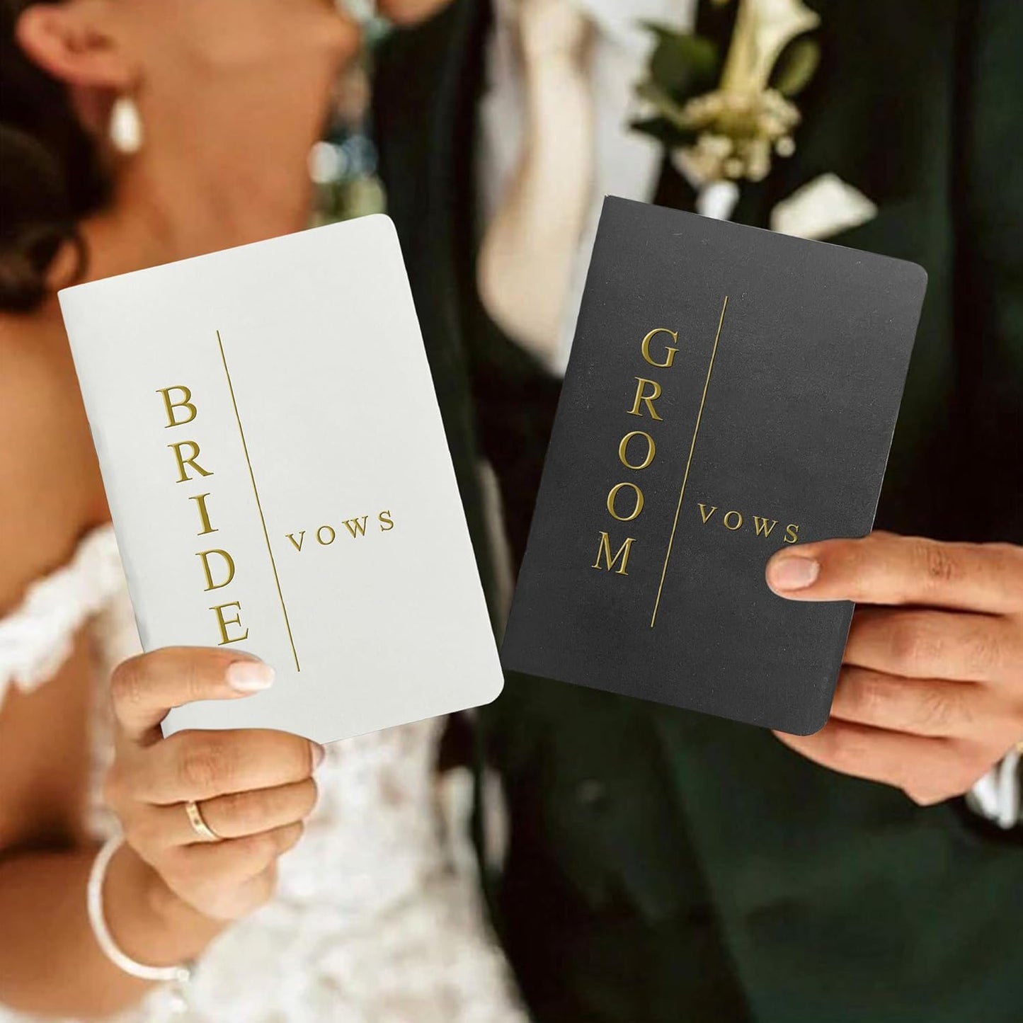 Vow Books His and Hers Wedding Vow Books Bride and Groom with Soft Touch Gold Foil Engraving Wedding Essentials(TR-GB-Black)