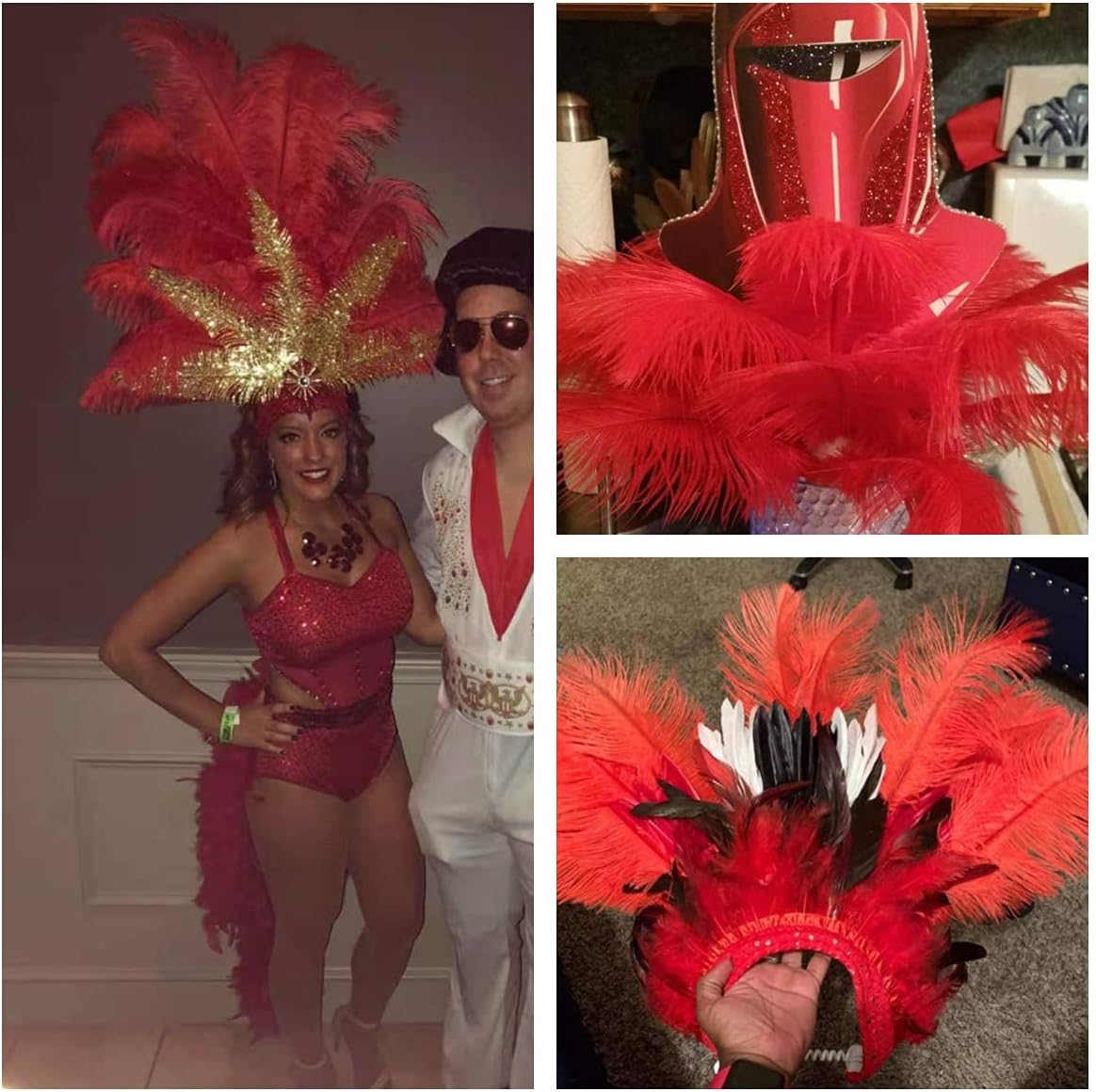 24pcs Natural Bright Red Ostrich Feathers 10-12inch (25-30cm) for Wedding Party Centerpieces,Flower Arrangement and Home Decoration.