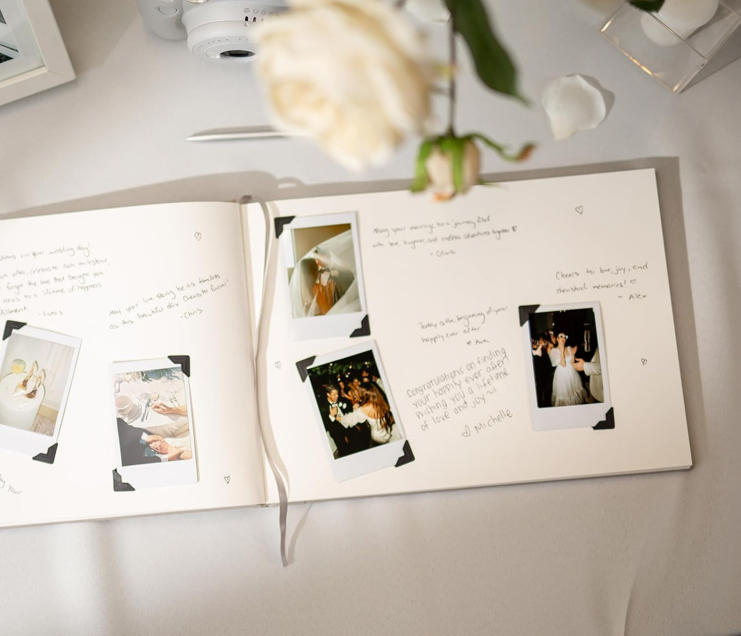 MUUJEE Personalized Guestbook in Gray - Premium Custom Modern Guest Book for Wedding Reception, Birthday Party or Events w/Bookmark Blank Pages for Signing 11.5 x 8.5 inches