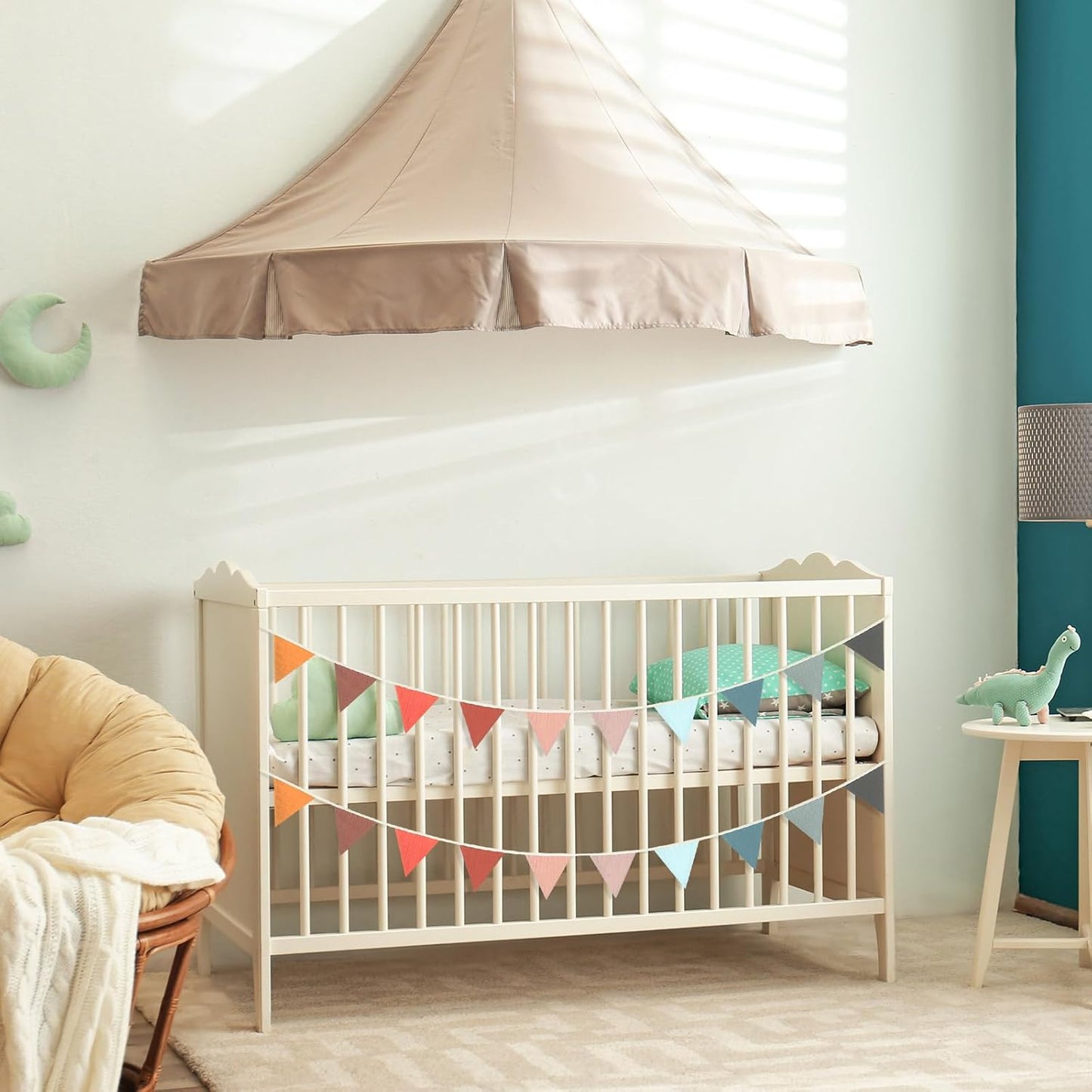 Oudain 15.5 ft Pennant Banner Flags, 2 Pcs Nursery Garland Triangle Bunting Flag Baby Banner for Nursery Decor Baby Birthday Boho Wedding Shower Party Event, Each 7.75 ft(Mixed Color)