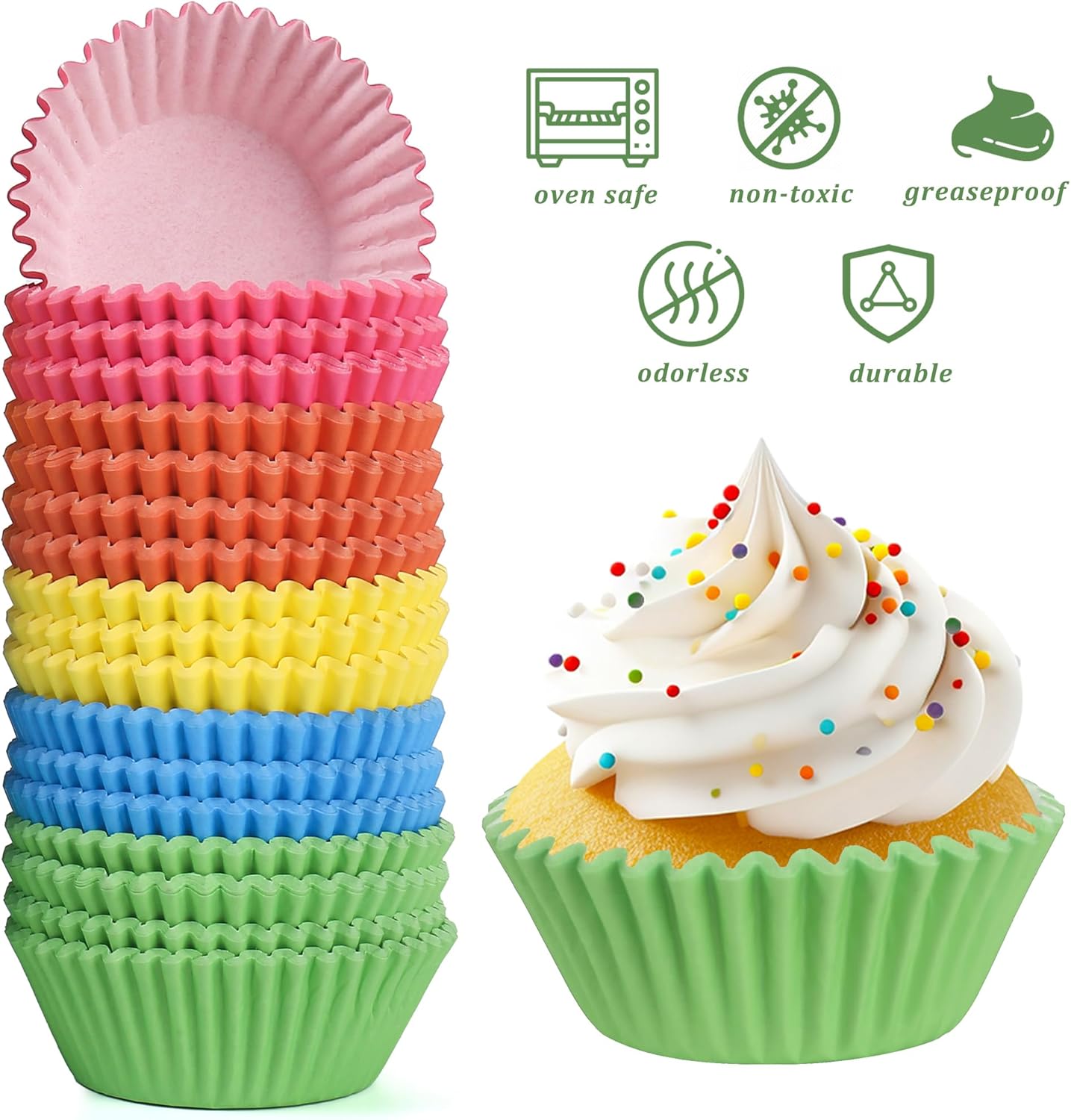 2 inch 1000-Count Mini Cupcake Liners Bright Colorful Muffin Baking Cups, Odorless,Baking Paper Cups for Baking Candy Cooking,Upgraded & Food Grade Grease-Proof Paper(Rainbow, 2 Inch)