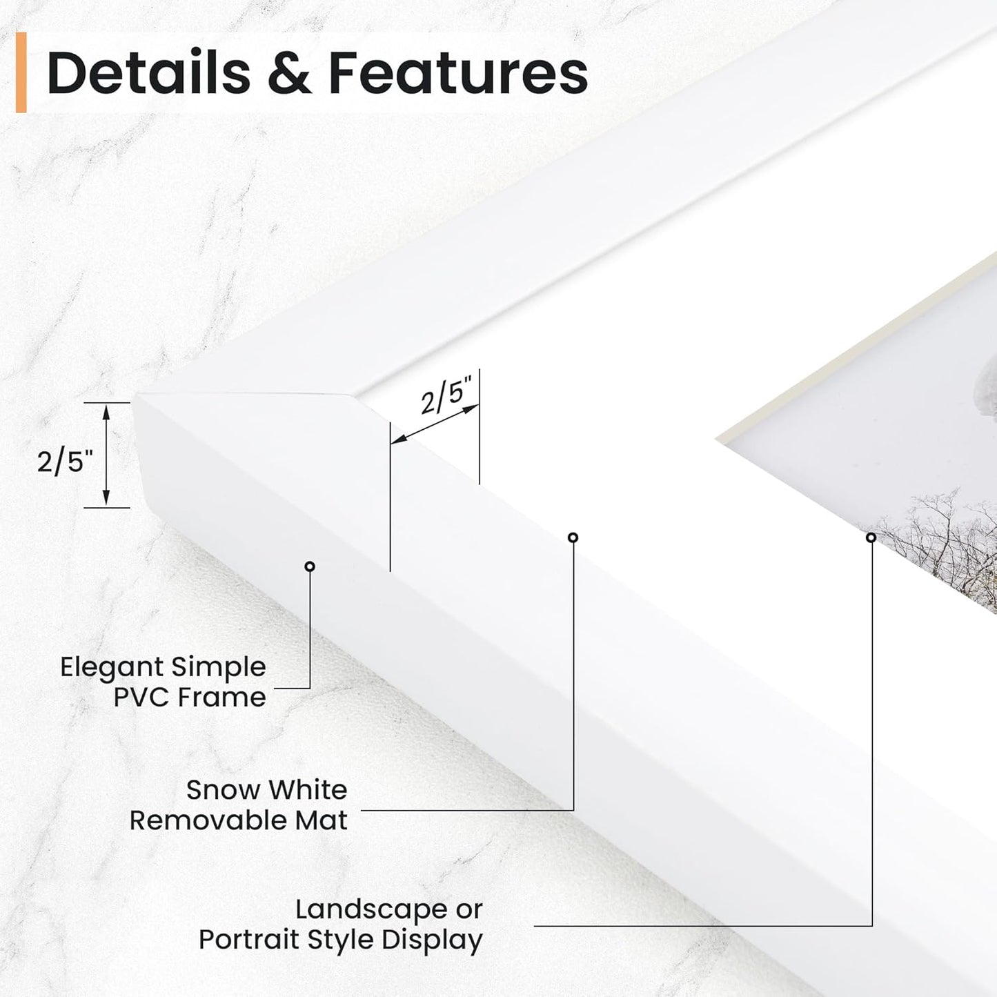 8x10 inch Picture Frame, 8x10 Photo Frames with 5x7 Removable Mat - High Definition Plexiglass - Vertical and Horizontal Display - Wall Hanging Frame - White, 12 Pack