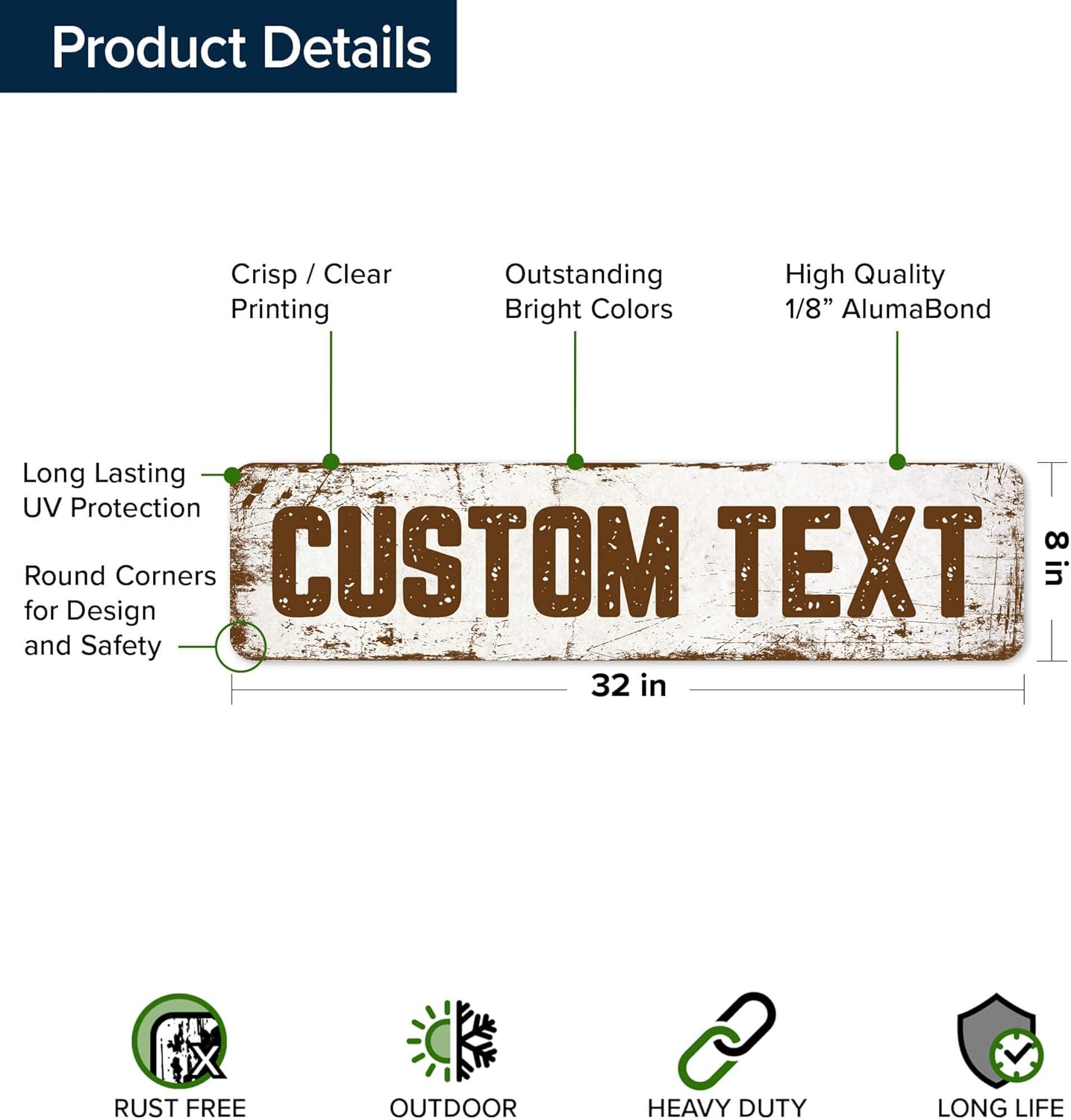 Custom Sign, Custom Street Sign, 11 Font Colors, 13 Font Styles, 4 Hole Options, 22 Sizes, 8x32 Inches, Rust Free DiBound, Fade Resistant, Made in USA by My Sign Center (Rustic)