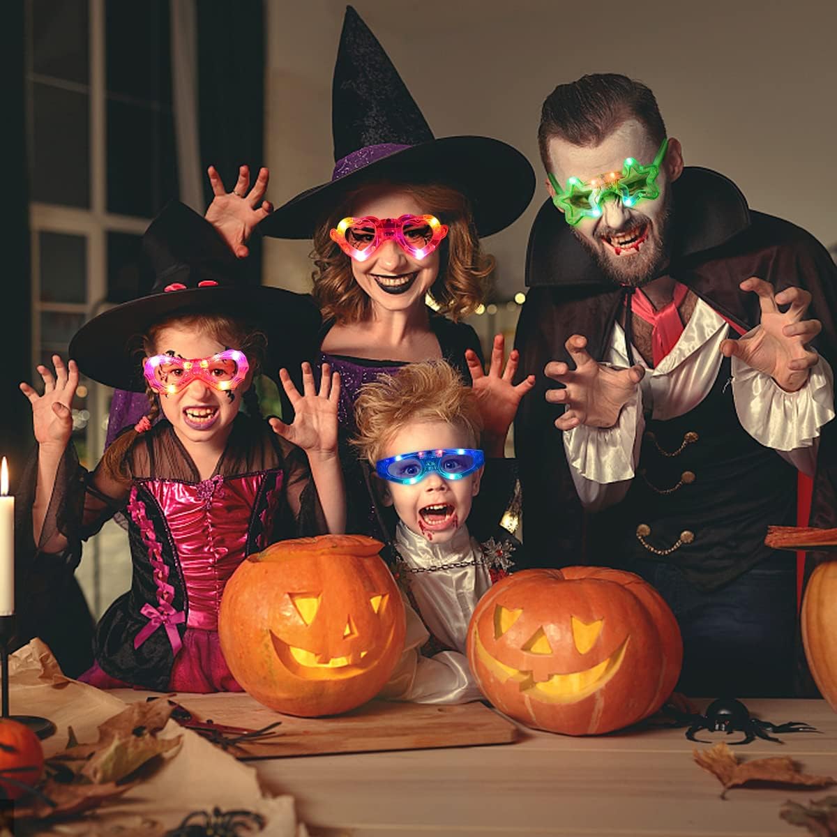 35 Pcs LED Glasses 7 shapes 6 LED Glow In The Dark Party Supplies Favor for Kids Adults shutter heart round star butterfly Glow Sticks Light Up Glasses fit Birthday Halloween Christmas Valentine's Day