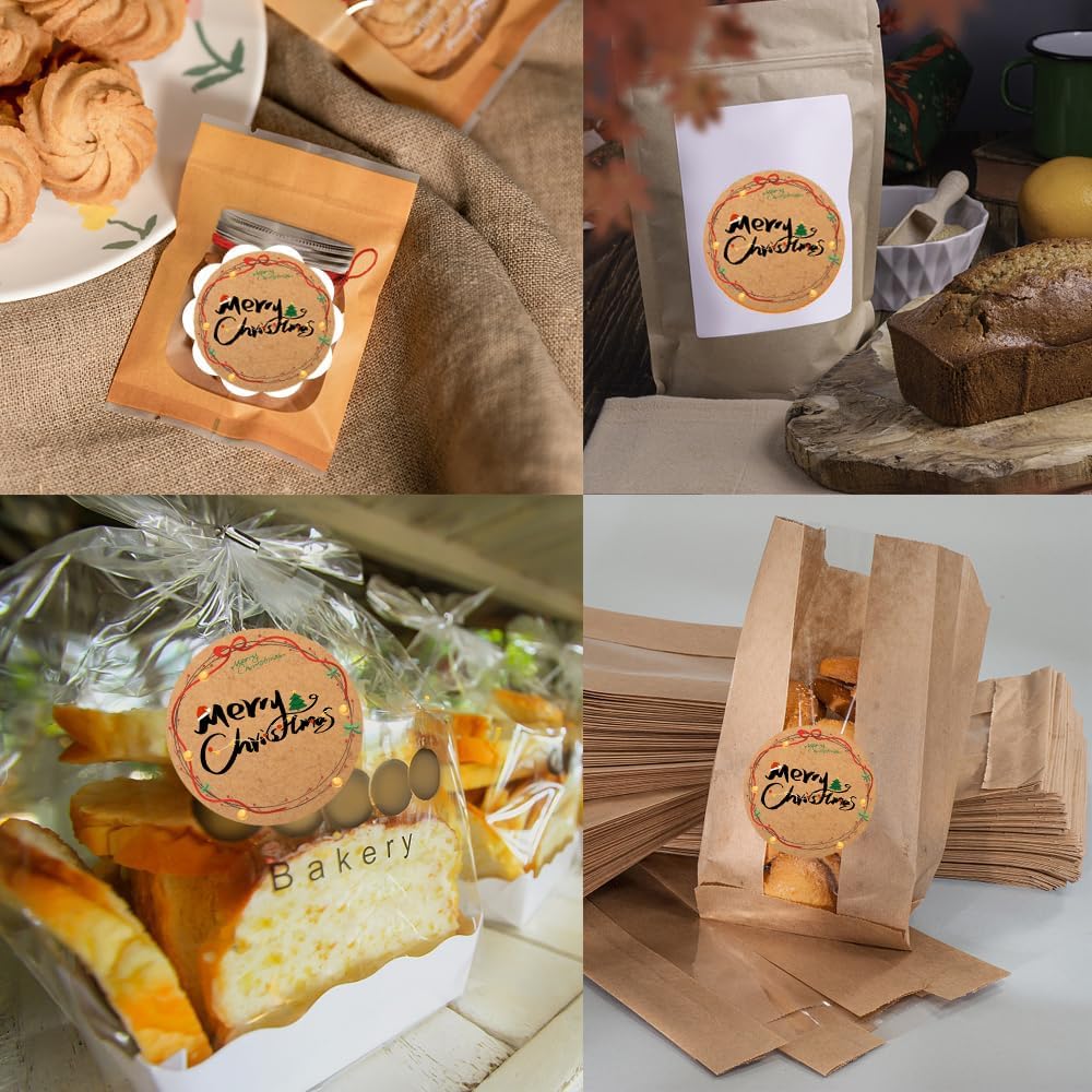 100-1000pcs Custom Stickers Merry Christmas Stickers Personalized Labels Adhesive Xmas Decorative Envelope Seals Stickers for Cards Gift Boxes (Round-2)