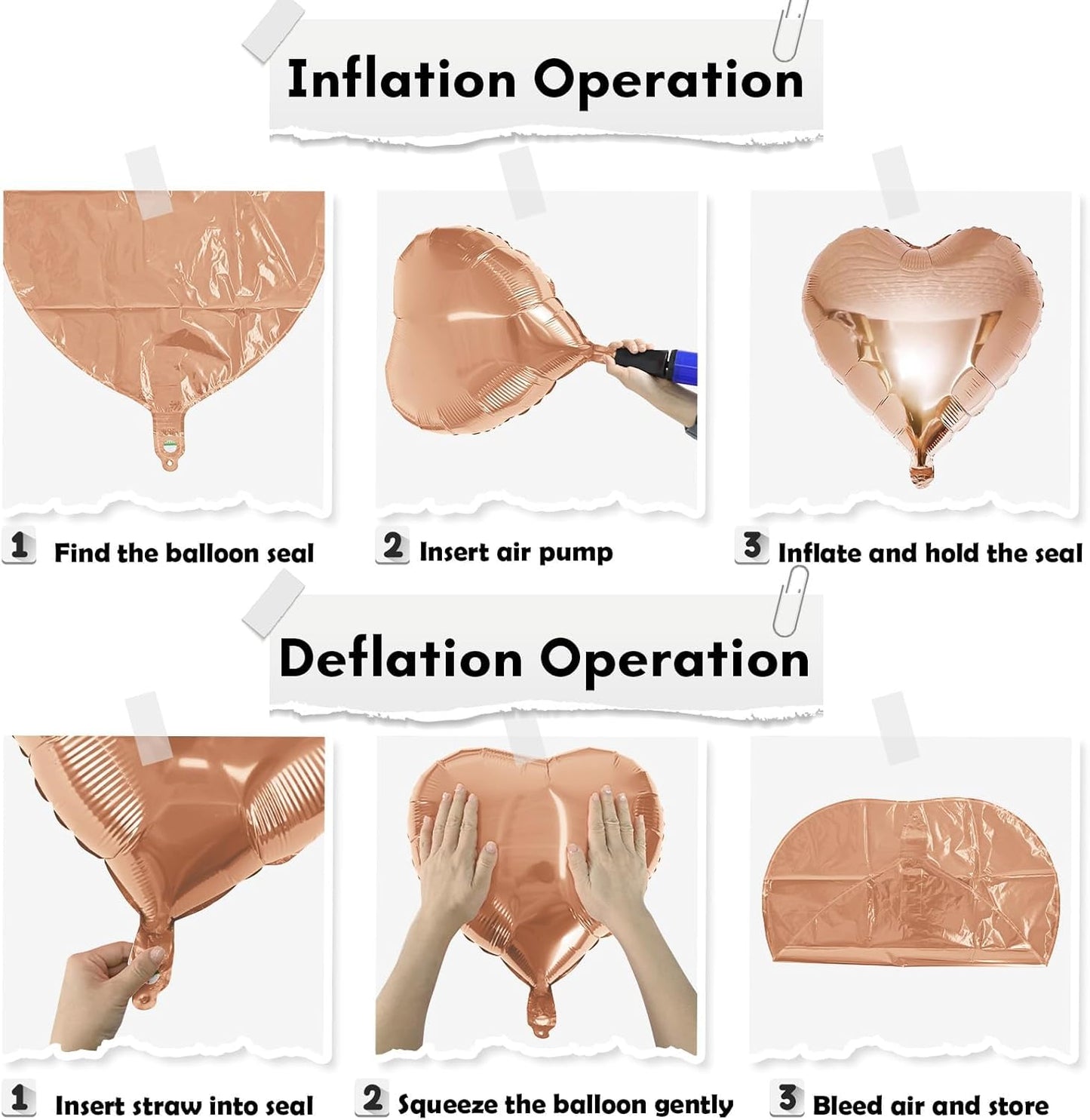 Rose Gold Foil Heart Balloons, 18 Inch Large Rose Gold Heart Shape Mylar Balloon, Metallic Champagne Helium Heart Foil Balloons for Valentine Girls Women Birthdays Baby Shower Wedding Party Decor