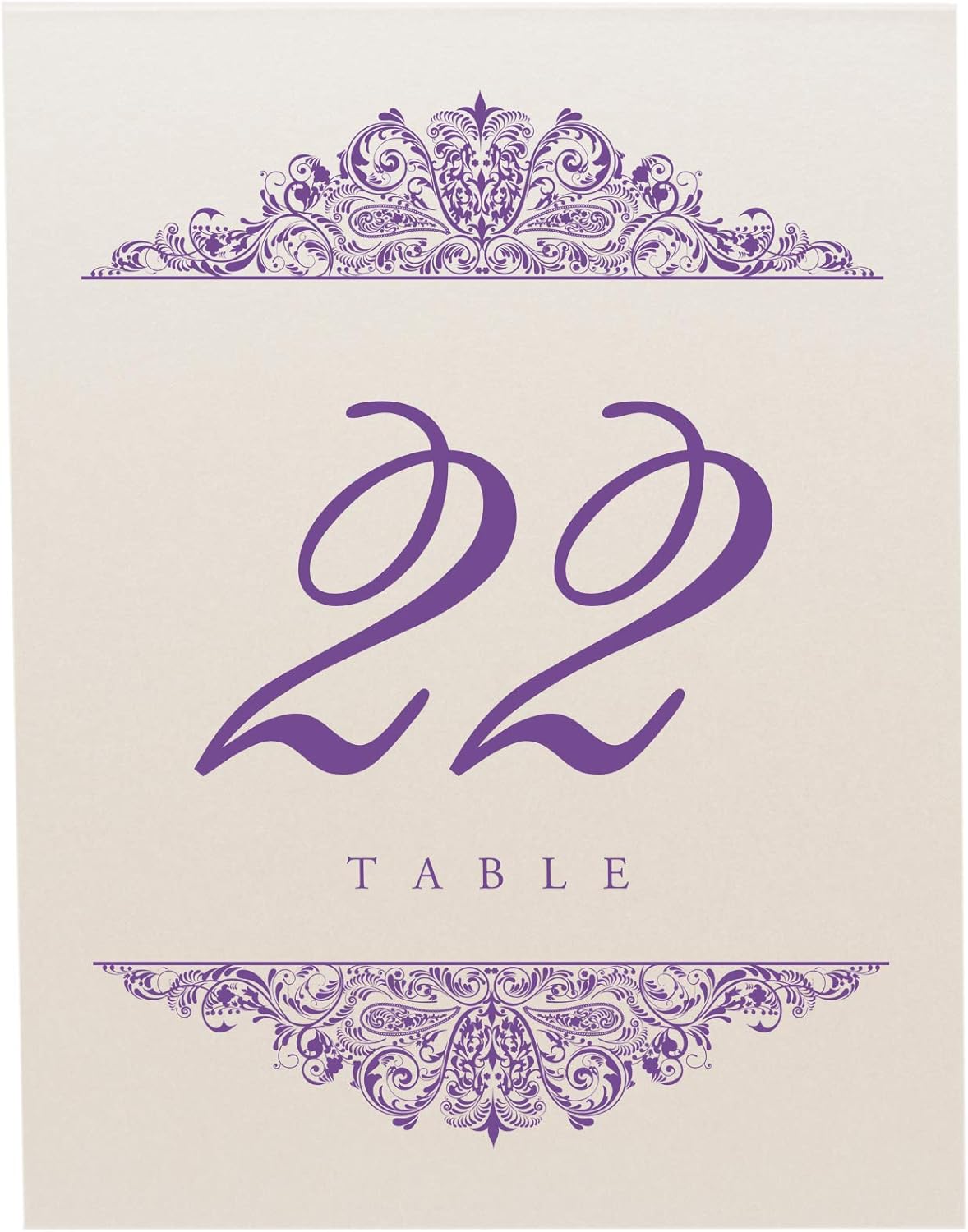 Paisley Wedding Table Numbers (Select Color/Quantity), Champagne, Purple, 1-10, Double Sided, Tent or Use in a Stand, Great for Parties & Restaurants - Made in the USA