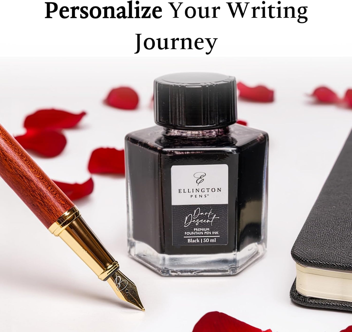 Ellington Pens Elegant Wood Fountain Pen Set – Includes Wooden Pen Box, Ink Converter, 6 Ink Cartridges, and Gift Box – Writing, Calligraphy