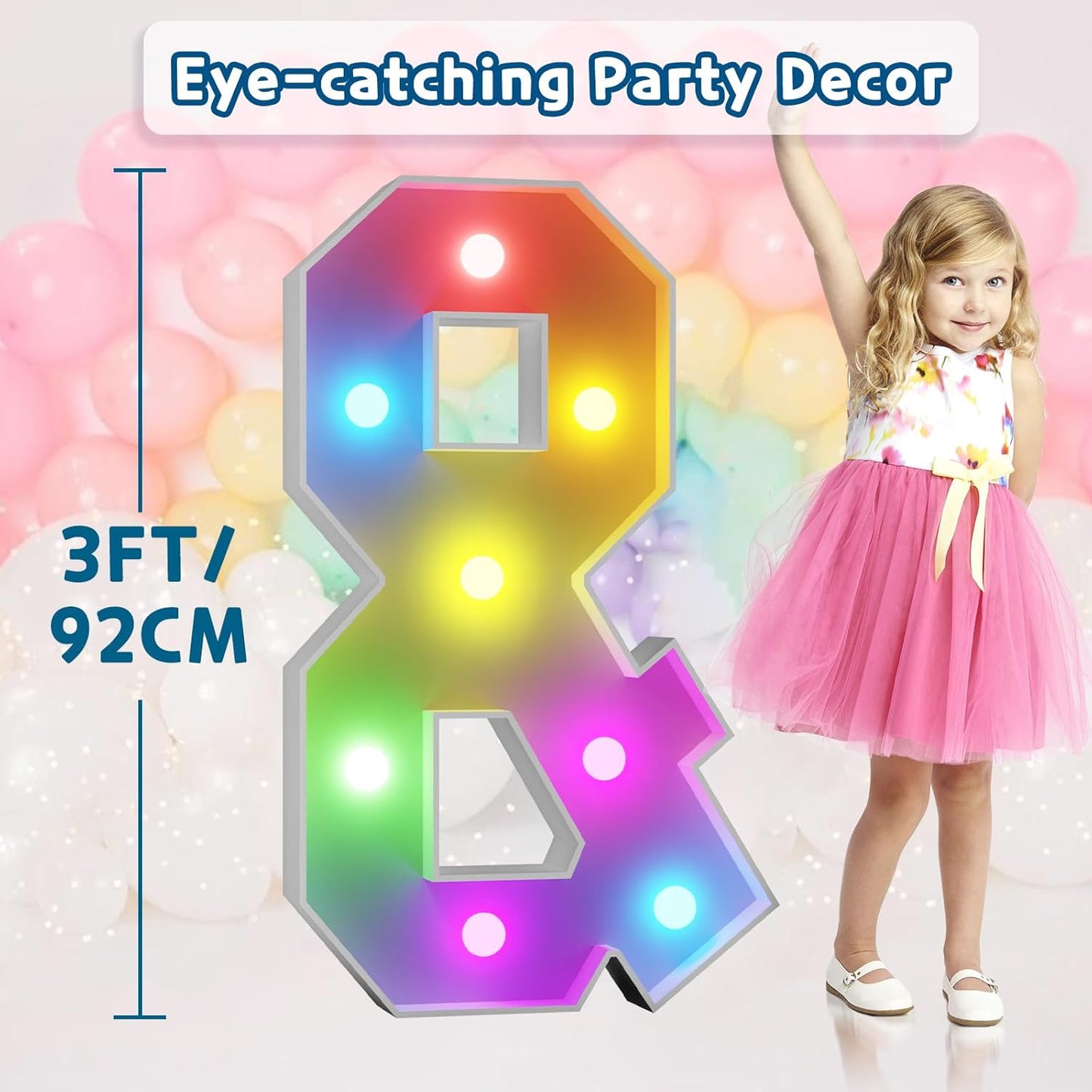 imprsv 3FT Colorful Marquee Light Up Letters &, 18 Colors Large Light up Letters Alphabet Sign with Remote, Big Marry Me Sign, Birthday Party Decorations Baby Shower Anniversary Wedding Decoration