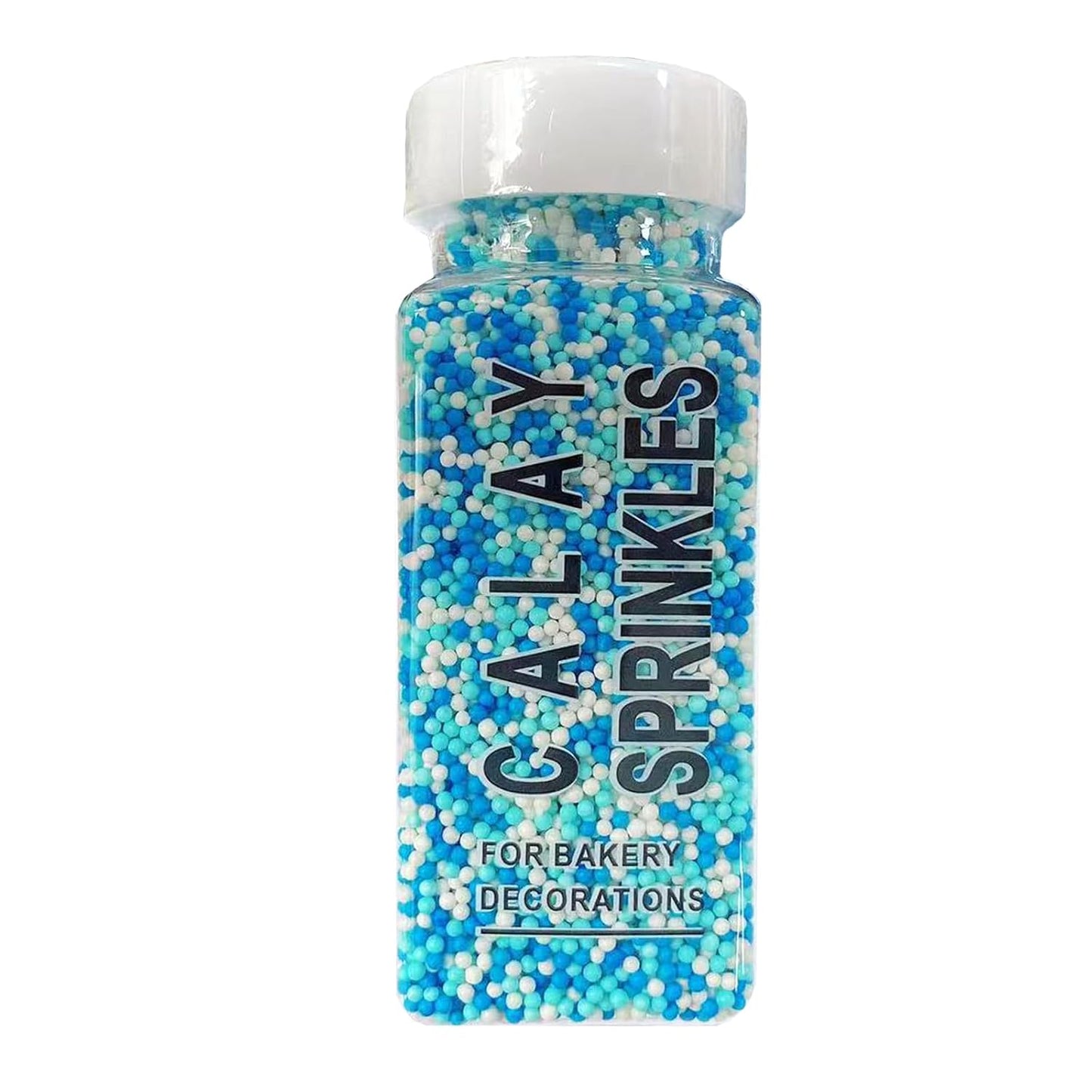 Sentovac Blue and White Nonpareils Sprinkles Edible 2mm Mini Peals Sprinkle for Cake Decorating Sugar Candy Cookie Cupcake Topper Baking Decorations Halloween Christmas Baby Shower Supplies