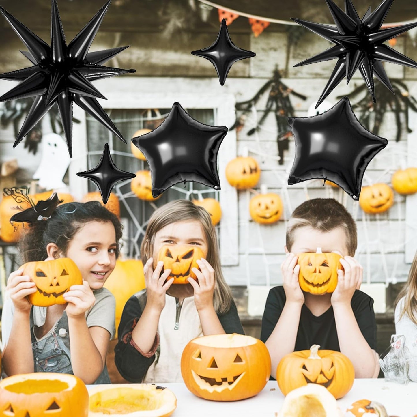 16 Pcs Black Star Balloons,22/18/10 Inch Foil Balloons, Four-Pointed Balloon for Kids Birthday Graduation Celebration Wedding Baby Shower Party Decorations