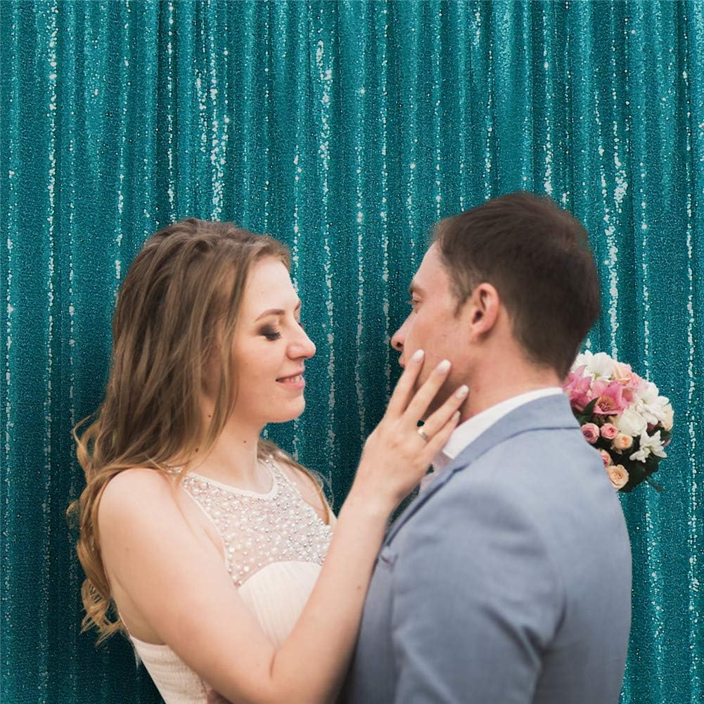 Eternal Beauty Teal Sequin Backdrop, 8x8 Ft Glitter Background Curtains for Shimmer Photography Party Wedding Birthday Back Drop Decor