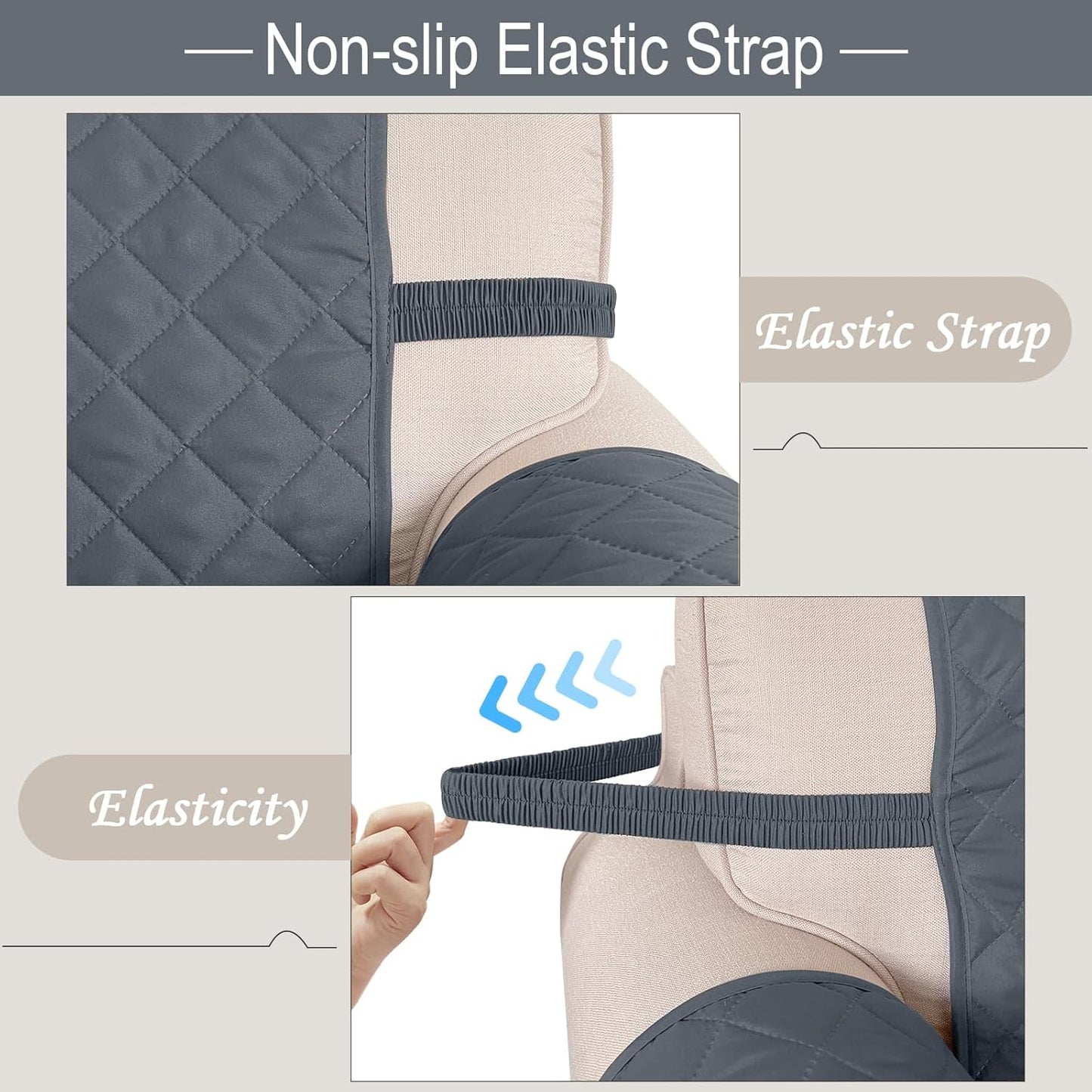 Reversible Sofa Covers Couch Cover Furniture Protector for Dogs Elastic Straps Water Resistant(Sofa,Dark Blue/Light Grey)