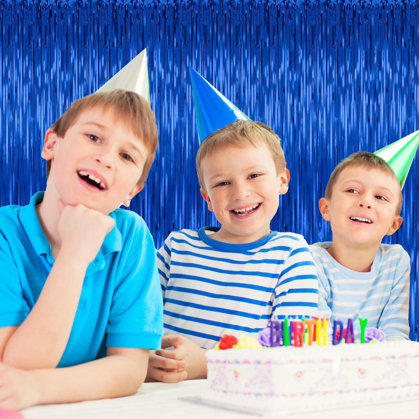 5 Pack Blue Backdrop Curtain Tinsel Streamers Ocean Themed Decor Birthday Party Decorations Foil Fringe Backdrop Graduation Baby Shower Bachelorette Winter Party Decorations Supplies