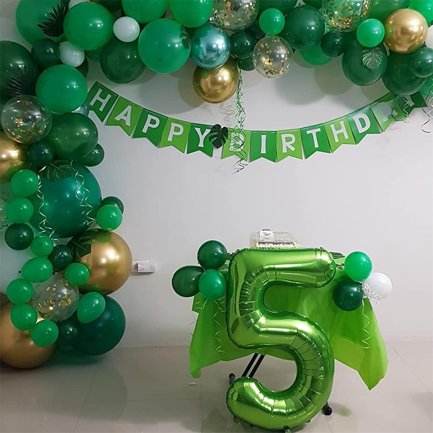 Green 2 Balloons, 40 Inch Giant Helium Foil Number 0-9 Green Birthday Balloon for Boys Girls, Self Inflating Digit 2 Balloons for Women Men Anniversary Jungle Football Party Decorations Supplies