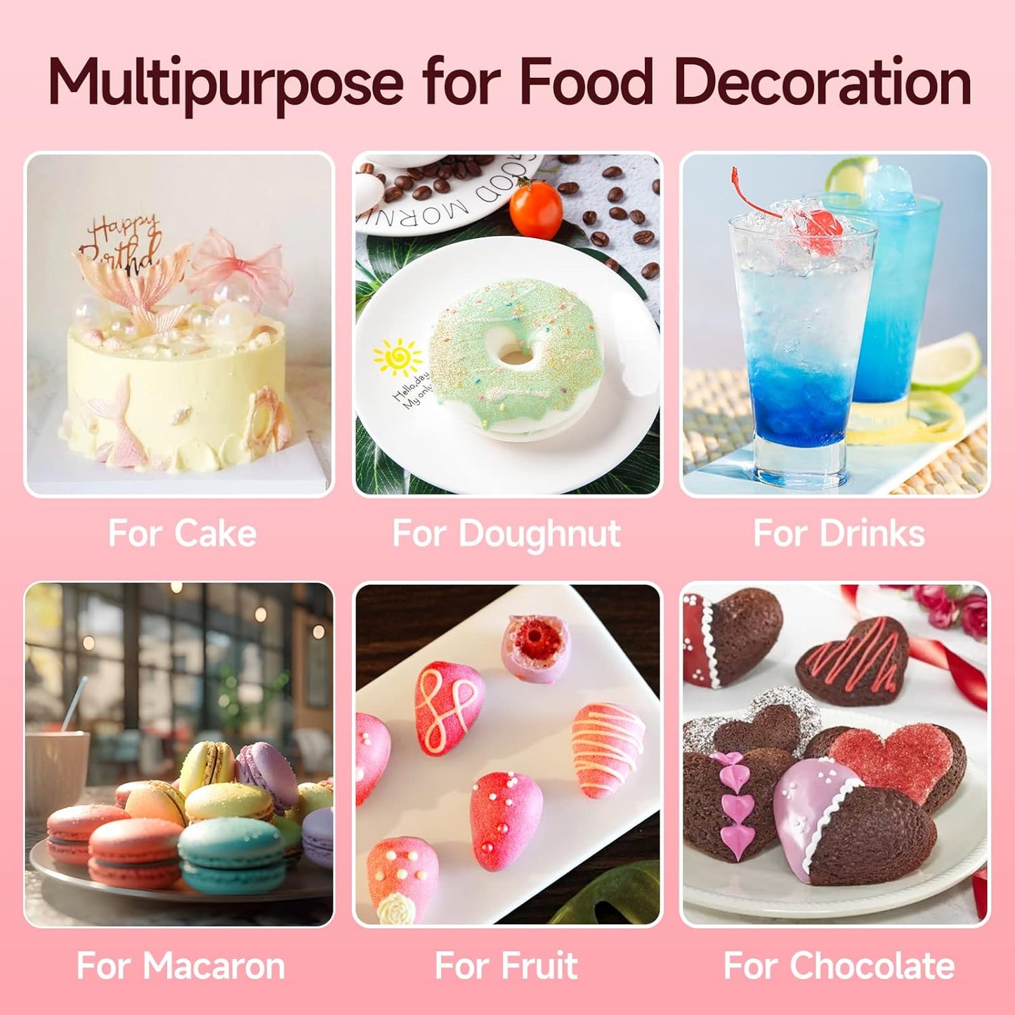 Edible Glitter for Cocktails, 10 Colors Easter Decorations Luster Dust Edible, Food Grade Shimmer Dust, Edible Glitter Powder for Drinks, Easter Eggs, Candy, Baking, Strawberries, Cupcakes, Cookies