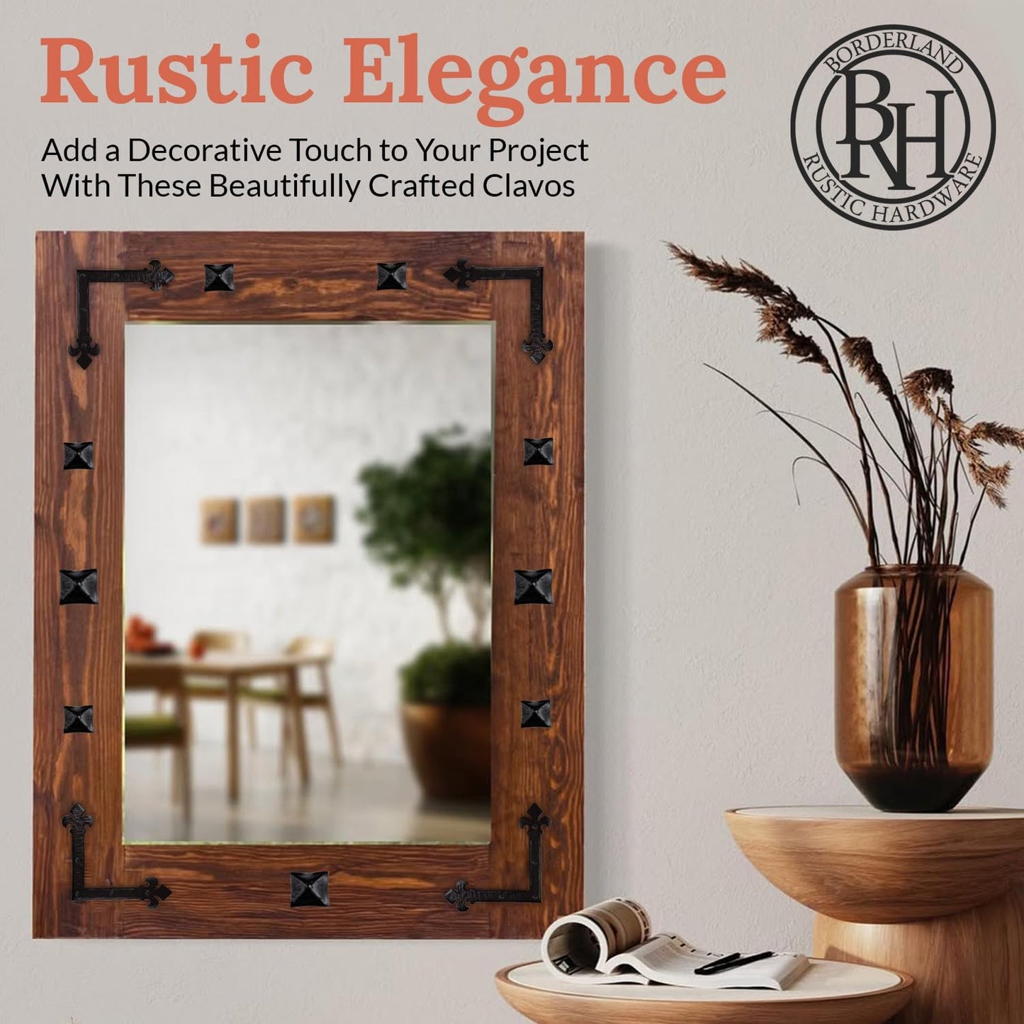 100 Pack 1.5" Square Head Iron Clavos Decorative Nails – Black – Handmade Rustic Square Fasteners for Farmhouse Shutters, Faux Wood Beams, Barn Doors, Shutters, and Gates – Ornamental Wood Accent