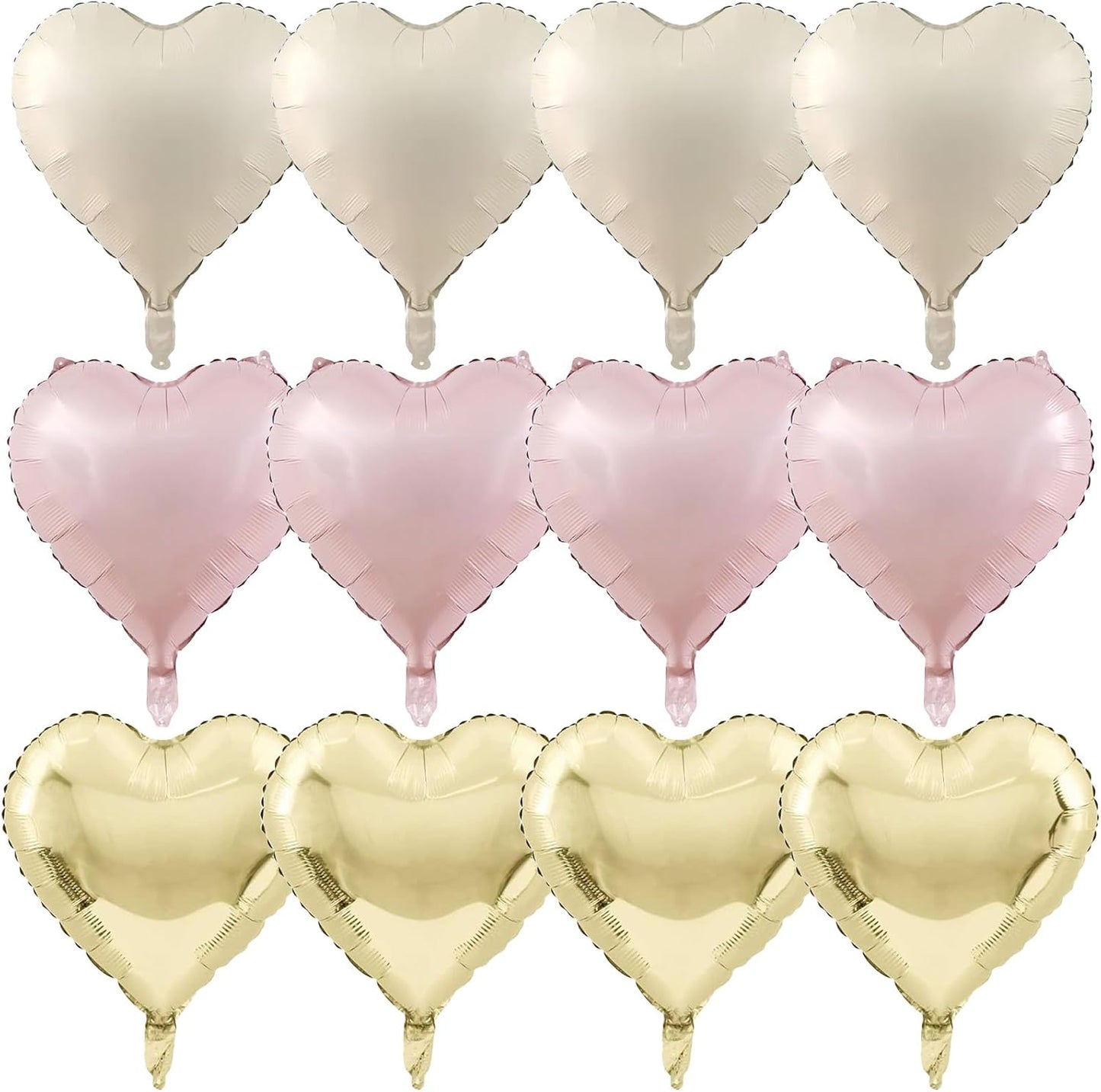 Dusty Pink Cream Heart Balloons, 12Pcs 18 Inch Retro Blush Pink Nude Apricot Beige Pastel Gold Neutral Heart Shape Foil Balloon for Birthday Wedding Baby Bridal Shower Valentines Party Decorations
