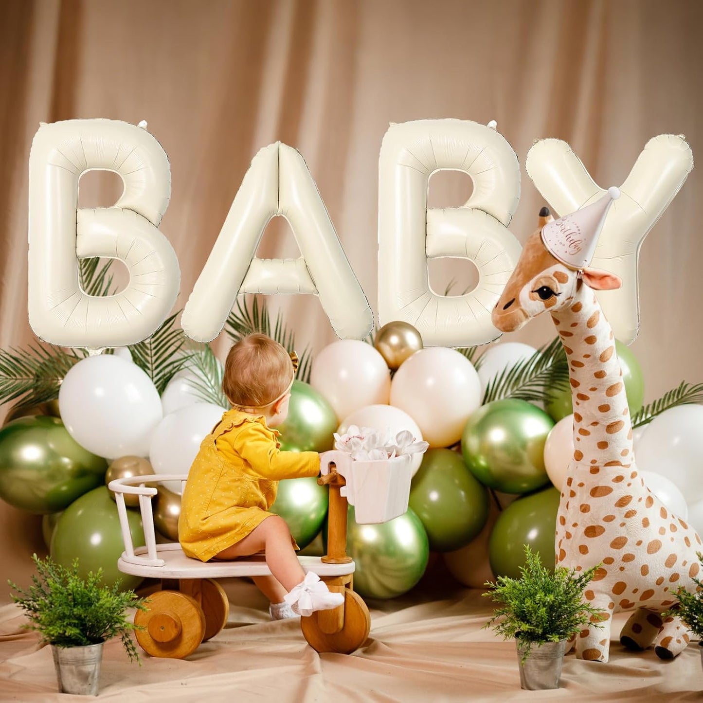 40 Inch Letter Balloons Y, Big Custom A-Z Alphabet Foil Name Balloon Cream White, Self Inflating Beige Customize Helium Balloon Letters Y for Women Girls Birthday New Year Baby Shower Party Decoration