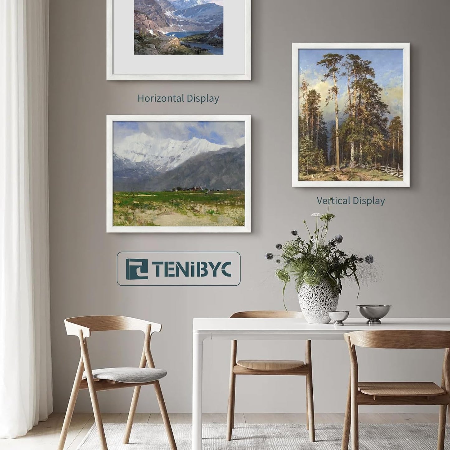 20x24 Picture Frame Set of 3, Textured White Solid Wood Poster Frame, Wall Gallery Frame