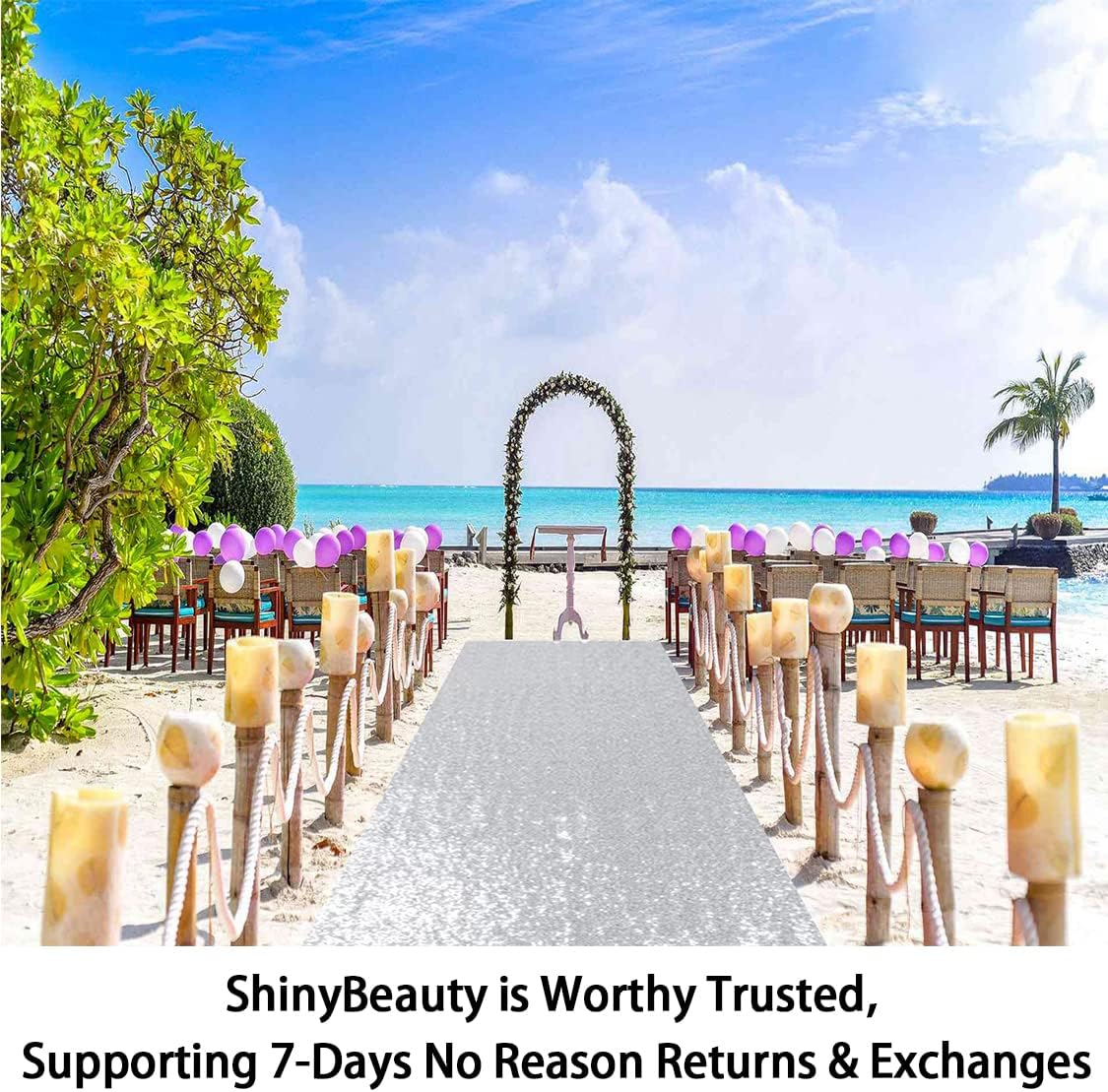 ShinyBeauty Silver Glitter Carpet Runner - 2FTx15FT for Weddings, Parties, and Special Events