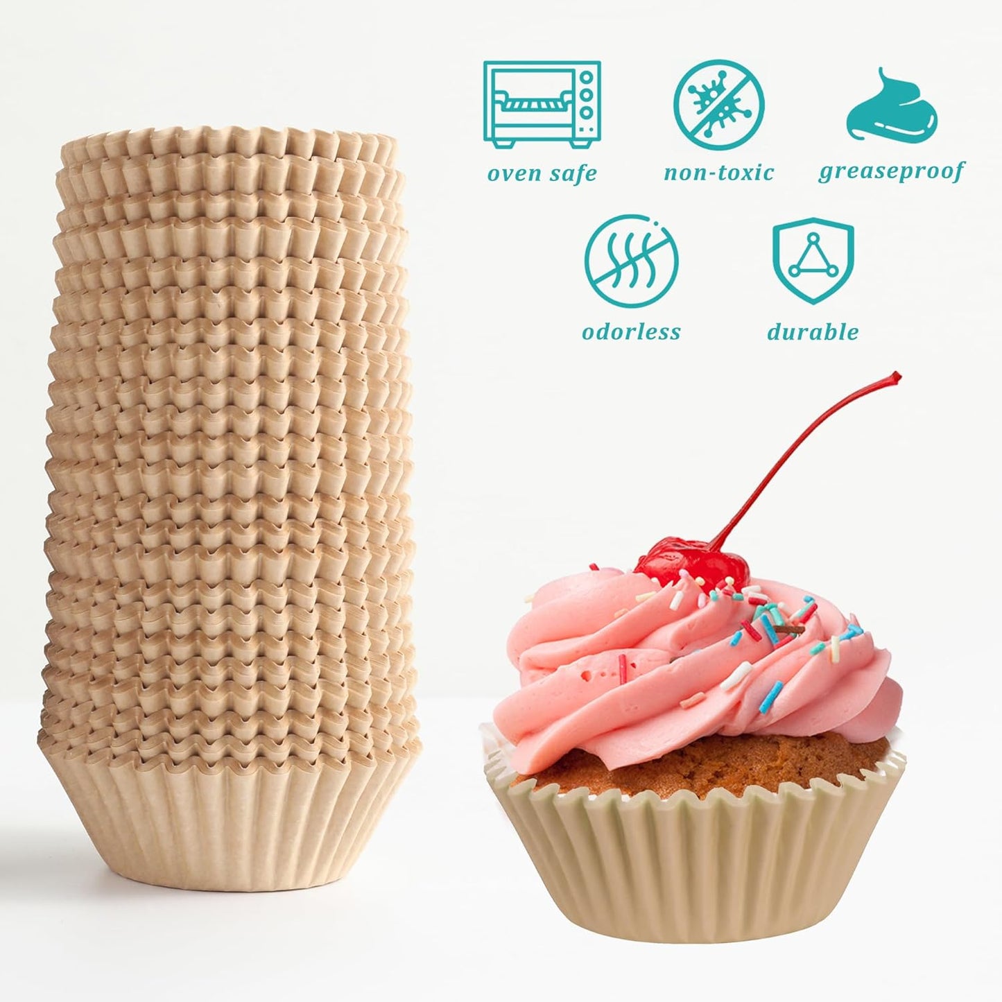 1.4 inch 1000-Count Mini Cupcake Liners Bright Colorful Muffin Baking Cups, Odorless,Baking Paper Cups for Baking Candy Cooking,Upgraded & Food Grade Grease-Proof Paper(Brown, 1.4 Inch)