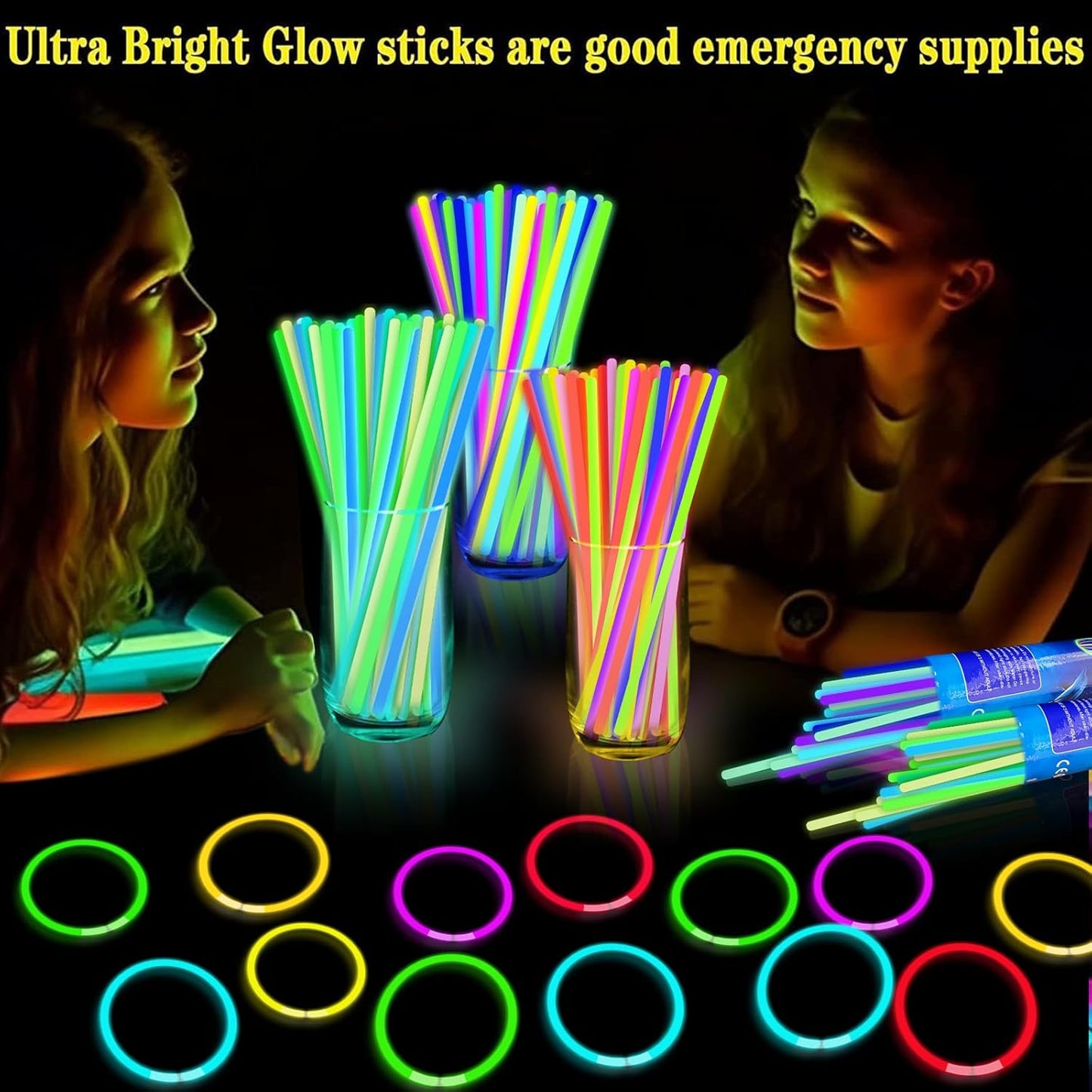 TURNMEON 360 Pack Ultra Bright Halloween Glow Sticks Bulk Party Pack Halloween Glow In The Dark Halloween Party Supplies Favors Glow Sticks Necklaces Bracelets with Connectors 8" Glow stick Light Up