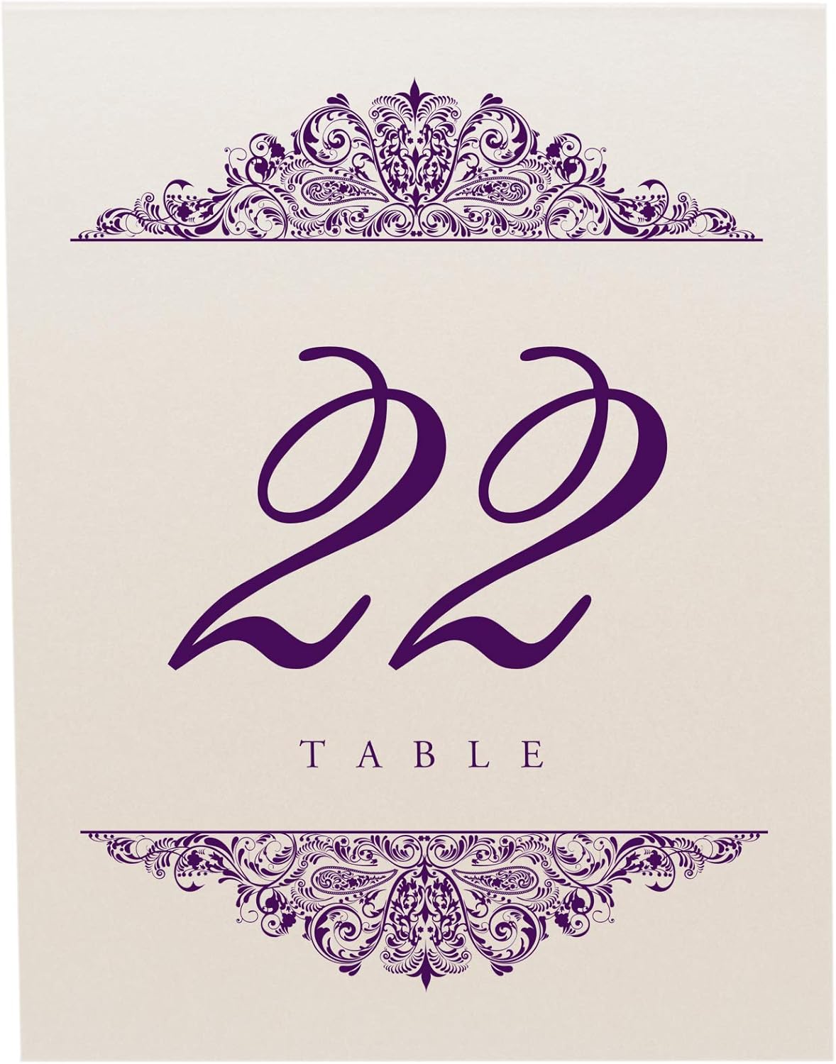 Paisley Wedding Table Numbers (Select Color/Quantity), Champagne, Eggplant, 1-125, Double Sided, Tent or Use in a Stand, Great for Parties & Restaurants - Made in the USA