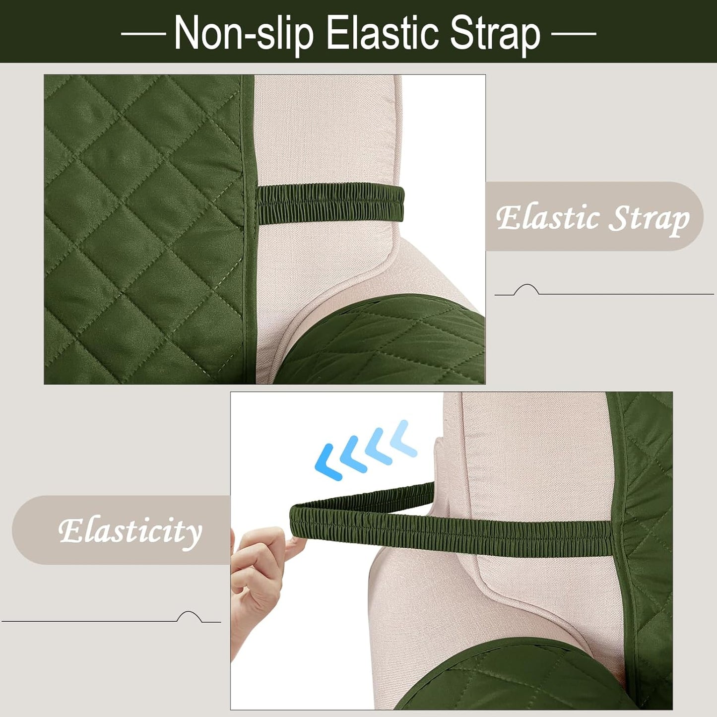 Reversible 4 Seater Sofa Cover 91 Inch Large Couch Cover Furniture Protector(Sofa XX-Large,Huntergreen/Sage)