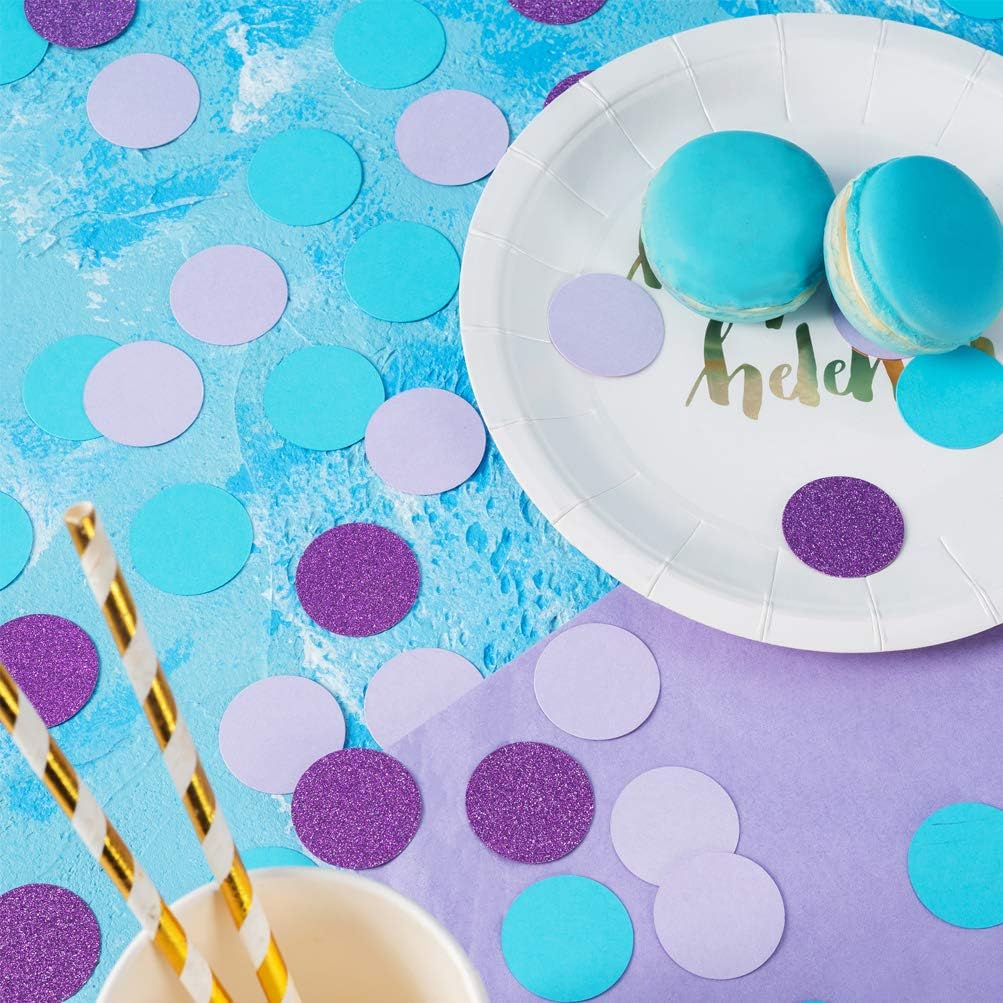 Confetti Circle Dots for Table Wedding Birthday Party Decoration,1.2 inch in Diameter(turquoise blue,lavender,purple,200pc)