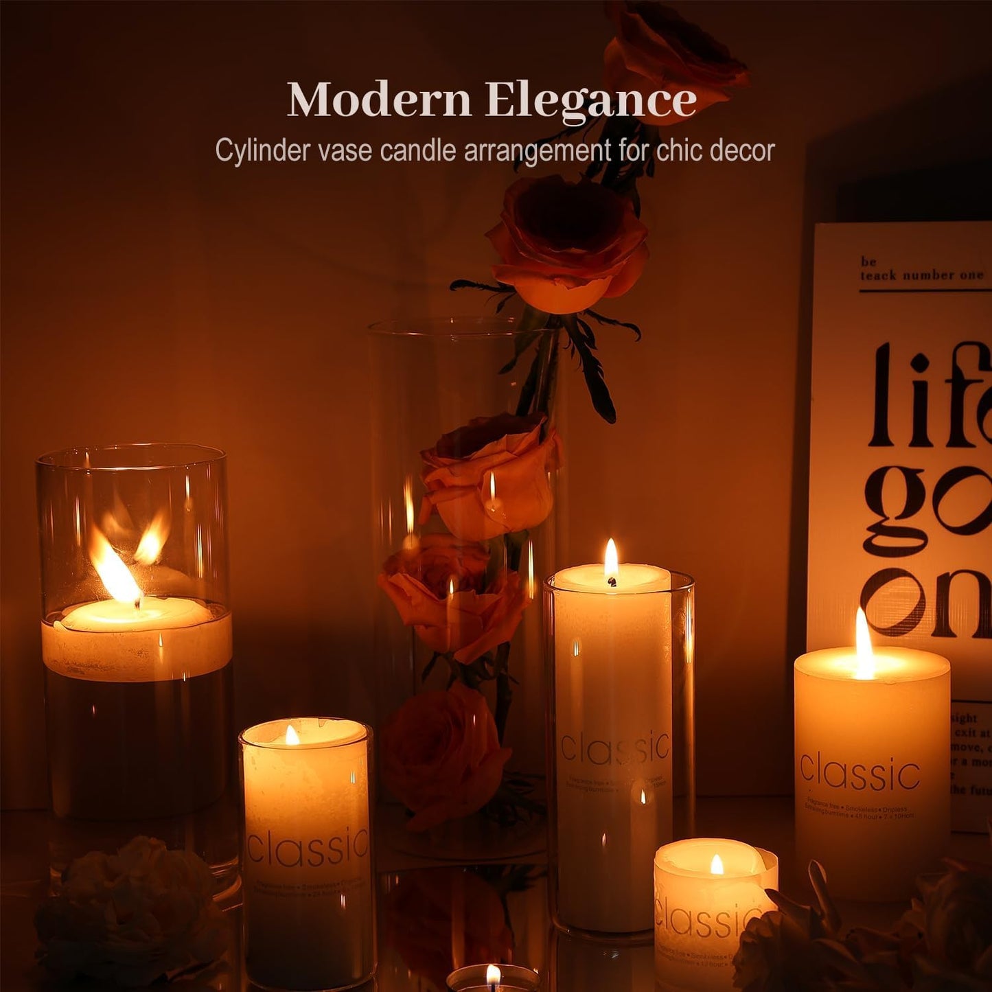 16 Pack Glass Cylinder Vases 4, 6, 8, 10 Inch Tall Clear Flower Vases for Table Centerpieces Wedding Decoration, Hurricane Floating Candle Holder for Party Home Decor