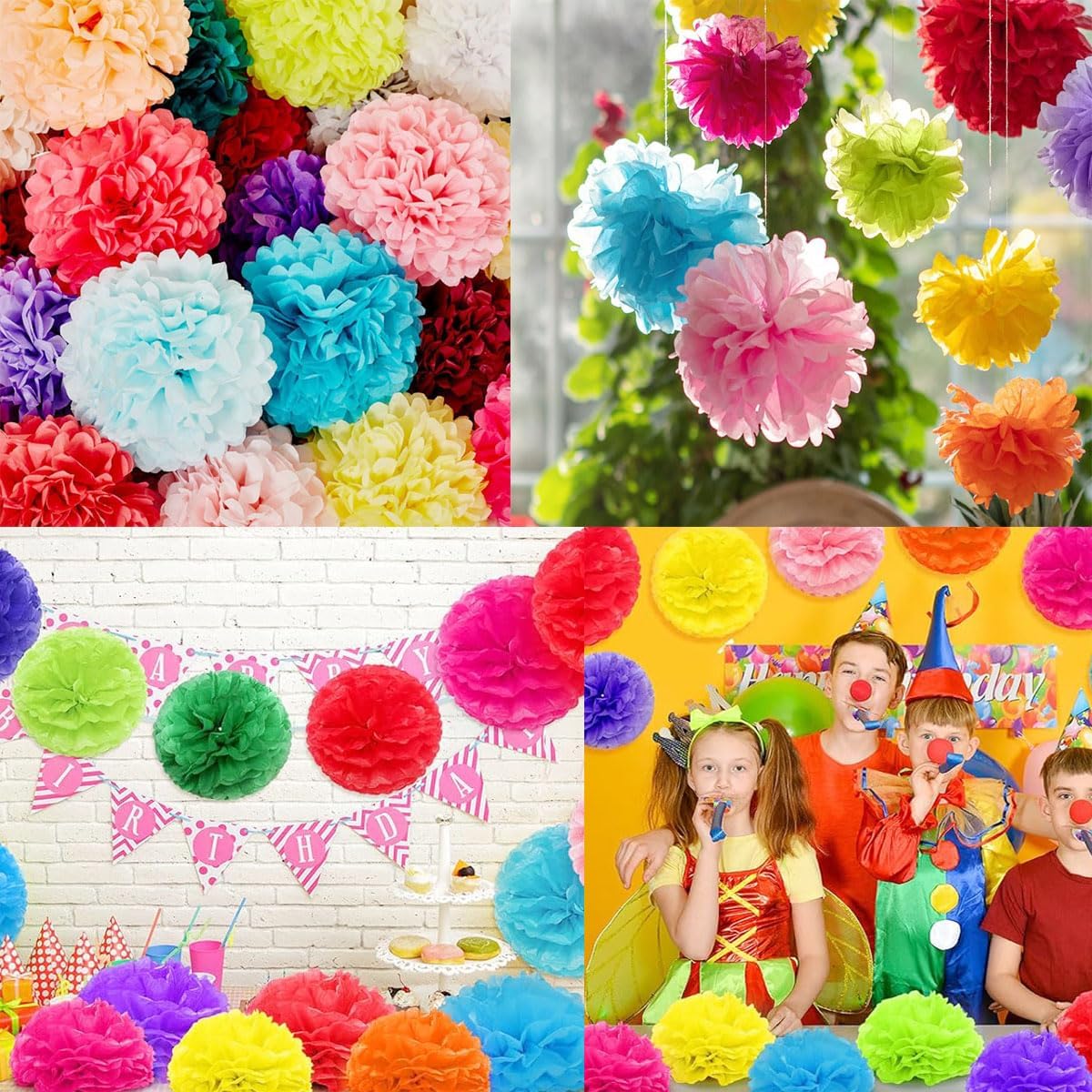 Yangeey 12pcs 8in 10in Paper Pom Poms Orange Tissue Paper Flower Hanging Paper Flower Balls Wedding Party Flower Decorations DIY Art Craft Blooms for Birthday Baby shower nursery decor