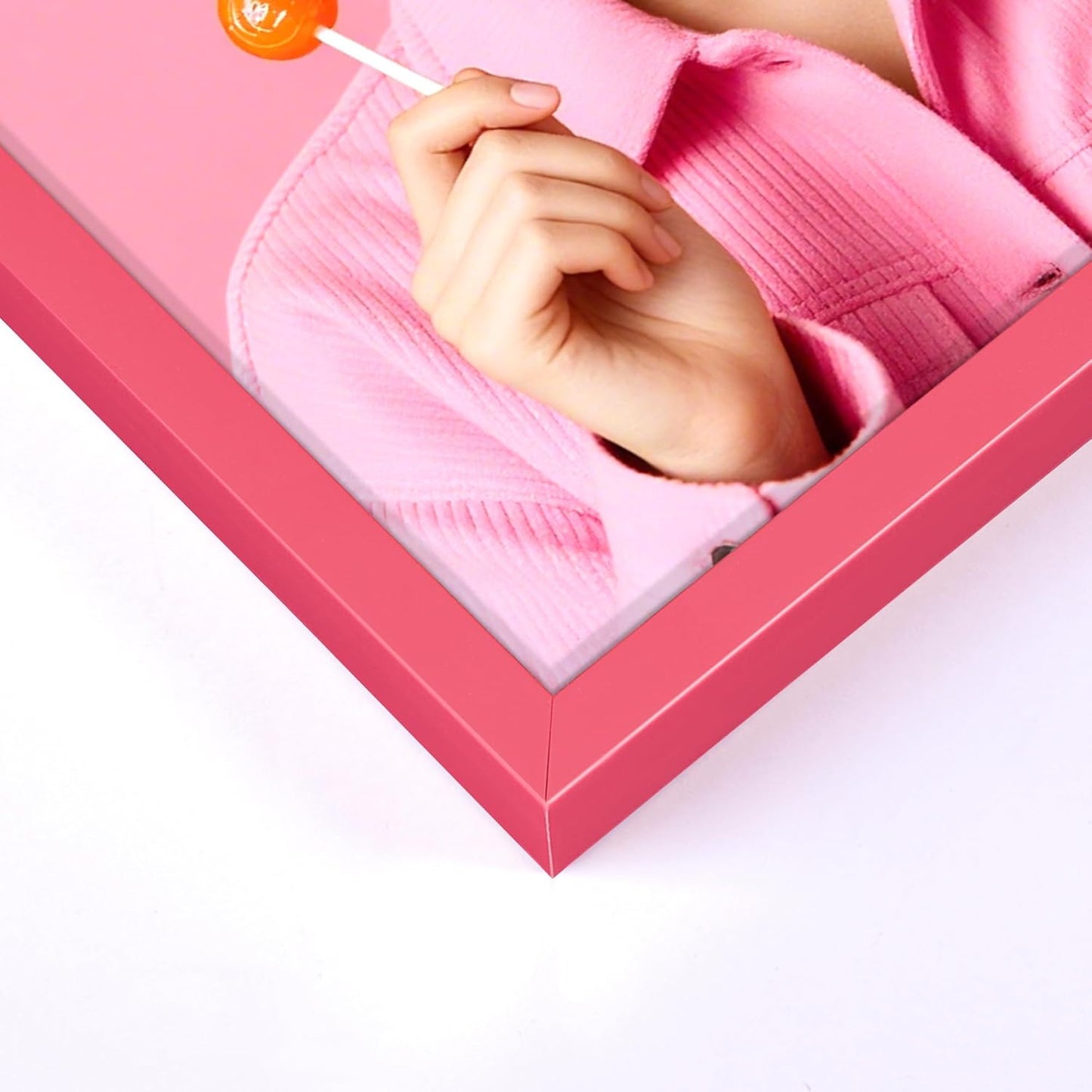 upsimples 5x7 Picture Frame Set of 3, Made of High Definition Glass for 5 x 7, Wall and Tabletop Display Thin Border Photo Frames for Home Decor, Pink