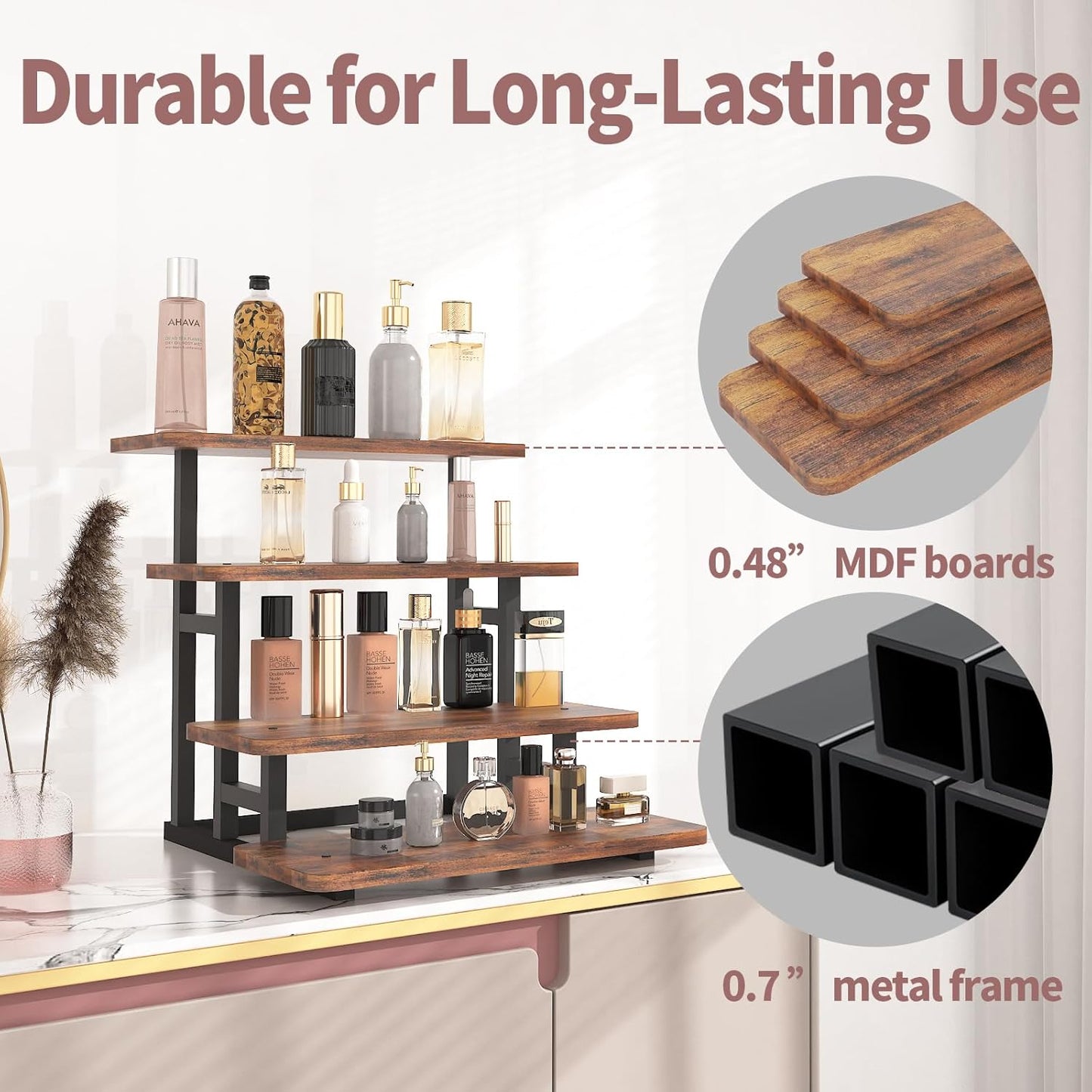 Lily Cupcake Stand for 50 Cupcakes, 2 PACK Wooden Dessert Table Display Set for Wedding Cupcake Tower, Stepped Tiered Tray Stand 4 Tier Risers Display Stands Serving Trays for Party Market Display