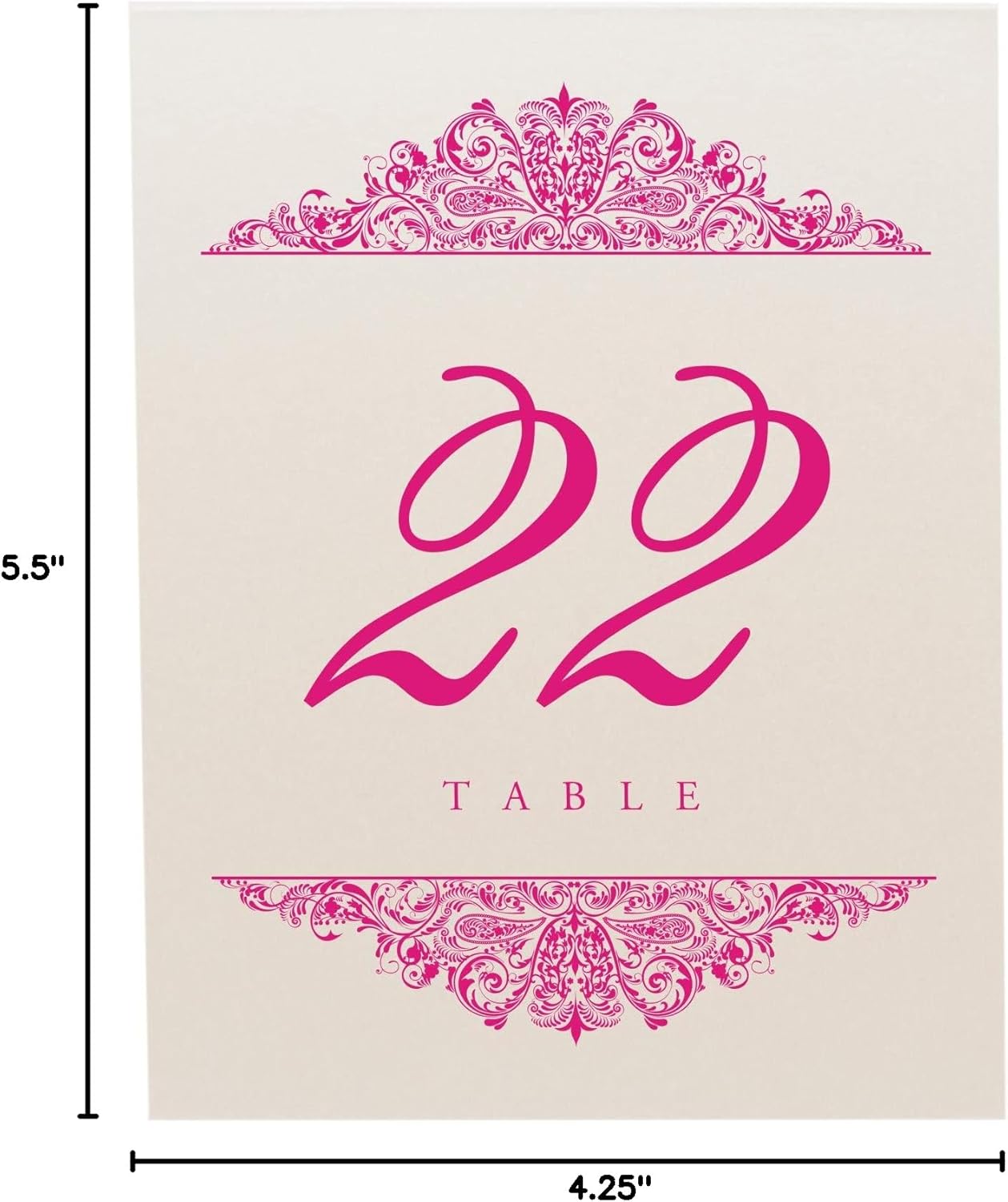Paisley Wedding Table Numbers (Select Color/Quantity), Champagne, Fuschia, 1-125, Double Sided, Tent or Use in a Stand, Great for Parties & Restaurants - Made in the USA