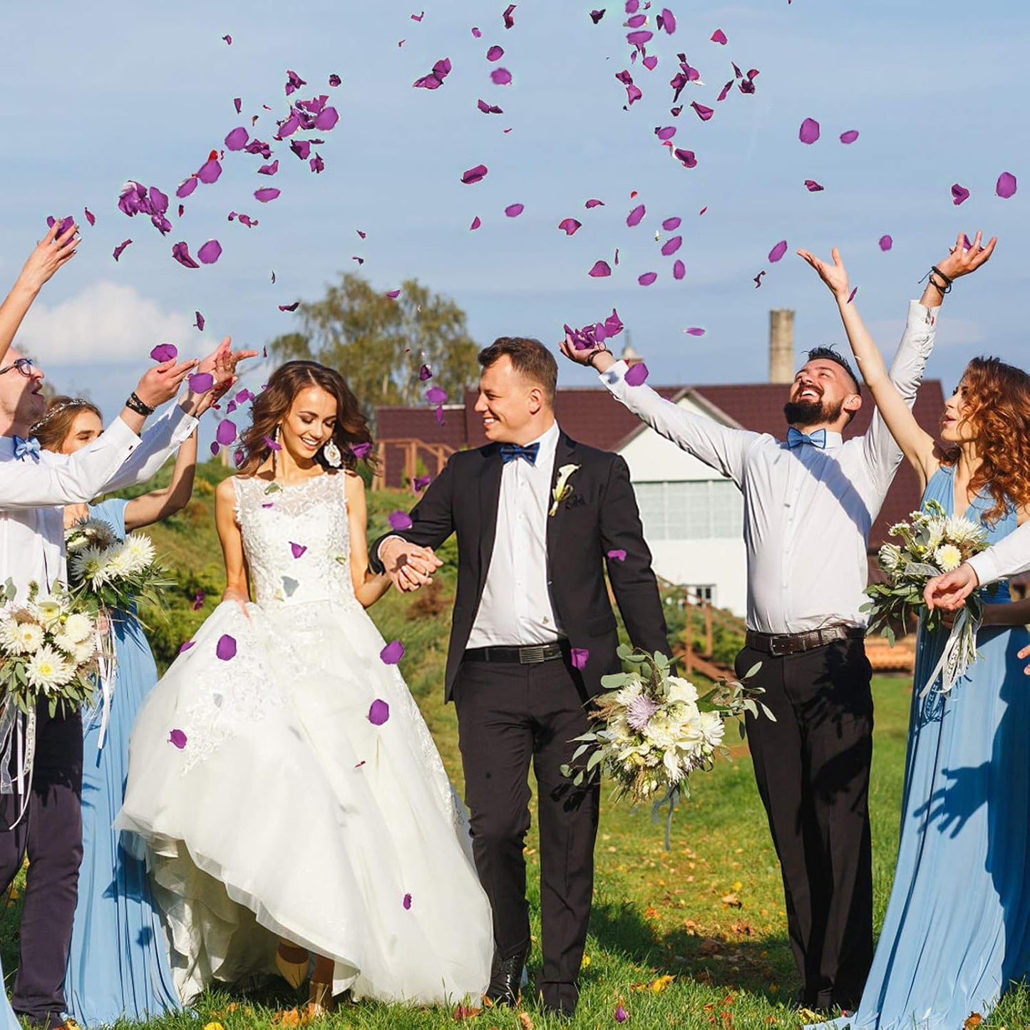 Purple Silk Rose Petals 300pcs Reusable Realistic Fake Flower Petals for Wedding Flower Girl Basket Party Table Centerpieces Anniversary Valentines Decoration(Violet)