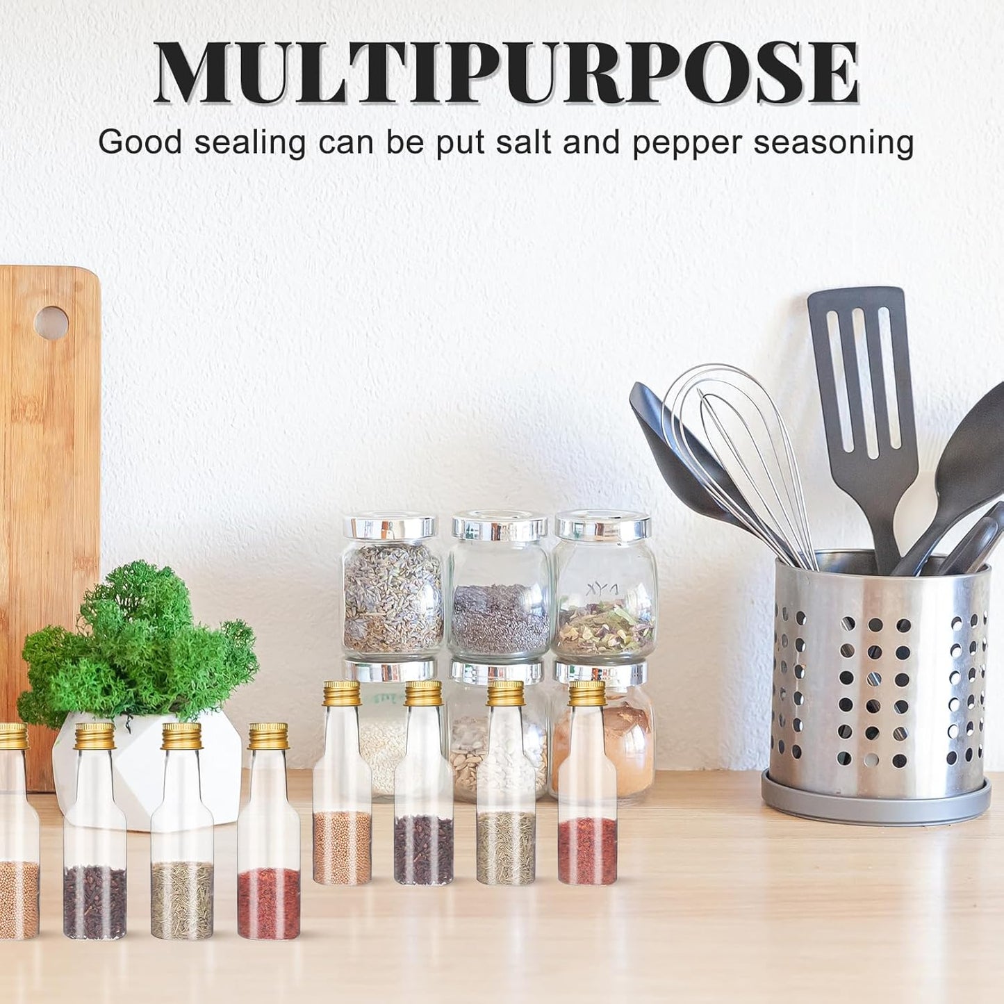 Dualshine 100 Pcs Mini Liquor Bottles, 1.7oz/50ml Shot Bottles with Gold Aluminium Caps, Reusable, Ideal for Juices, Travel, Home, Weddings, Parties