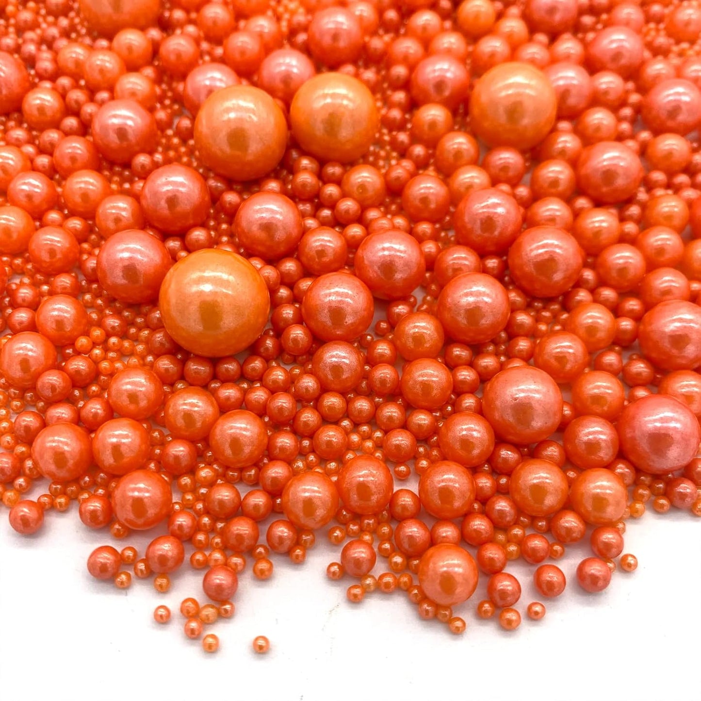 Weraru Edible Orange Pearl Sugar Sprinkles Candy Mixing Size Baking Edible Cake Decorations Cupcake Toppers Cookie Decorating Celebrations Wedding Shower Party Chirstmas Supplies 130g/ 4.58oz