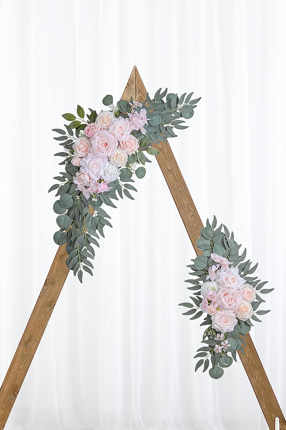 Pink Wedding Arch Flowers Set of 2 for Wedding Welcome Signs, Artificial Wedding Flowers for Wedding Ceremony Outside(Pink & Ivory)