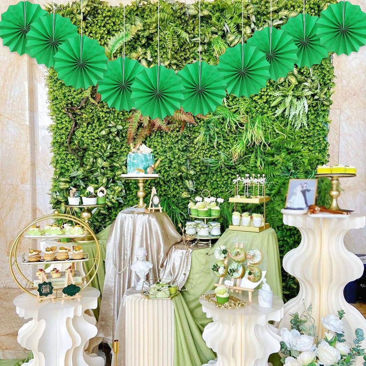 Green Party Decorations,Green Paper Decorations for Party,Tennis Party Decorations Party Paper Fans Bulk 8in,Graduation Decoration Classroom Decor,St Patrick's Day Decortions 30 Color DIY Set (Green)