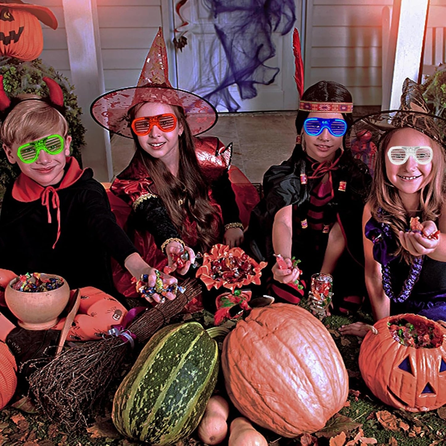 70 Packs LED Glasses 5 Neon Colors glow in the dark party supplies Favor for Kids Adult Glow sticks Light Up Glasses fit Holiday Birthday Valentine's Day and Halloween Party Supplies Cosplay Christmas