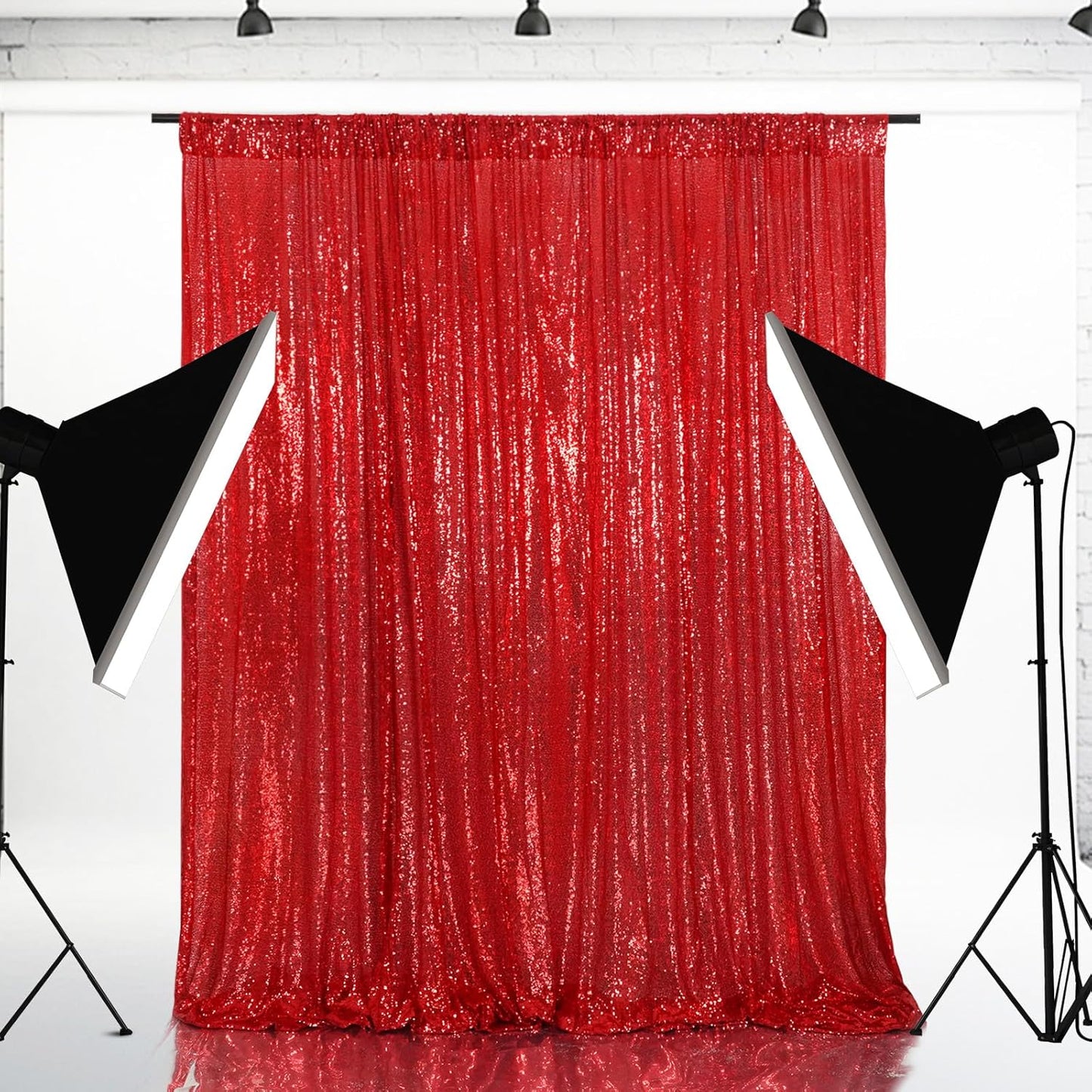 Eternal Beauty Red Sequin Backdrop, 6x6 Ft Glitter Background Curtains for Christmas Shimmer Photography Party Wedding Birthday Back Drop Decor