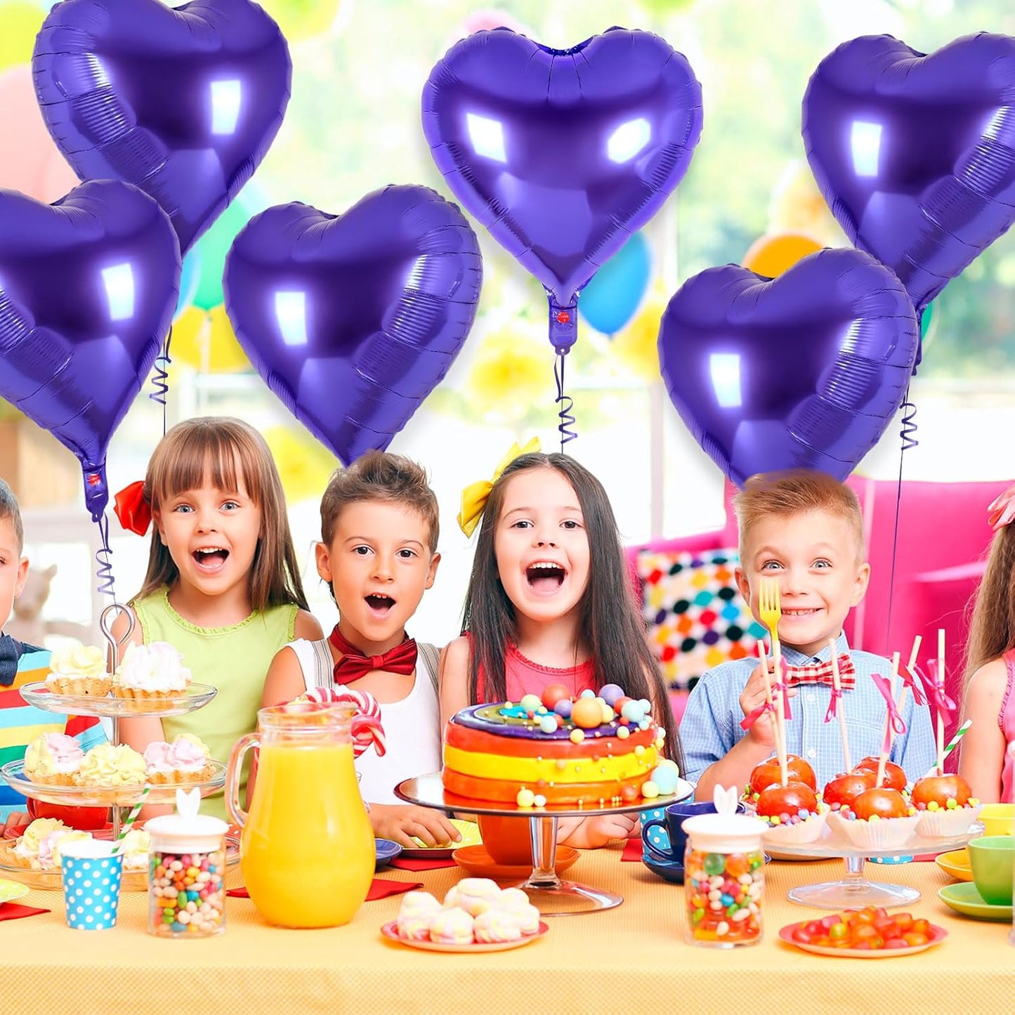 24 Pcs Purple Heart Balloons,18 inch Heart Shape Foil Balloons Love Balloons Valentine Balloons for Birthday Party Wedding Engagement Party Baby Shower Valentine Day Decorations (Purple)