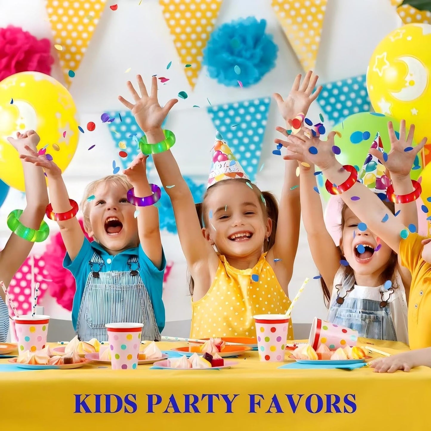 Blue 6 Pack Light Up Party Favors Supplies,Bulk Glow Sticks Bracelet,Necklace Accessories for Kids,Birthday Return Gifts Treats,Easter Basket Goodie Bag Stuffer Fillers for Boys Girls