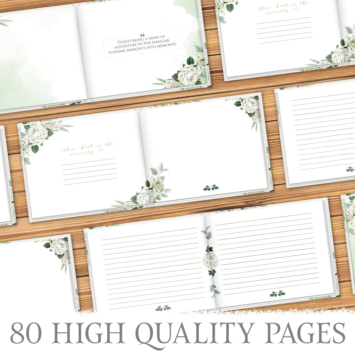 Wedding guestbook Cover Size 8x10 inch, Wedding Memory Book Bundle with a Pencil, Guest Wedding Book, Full Color Printing with Round Photo Frame.